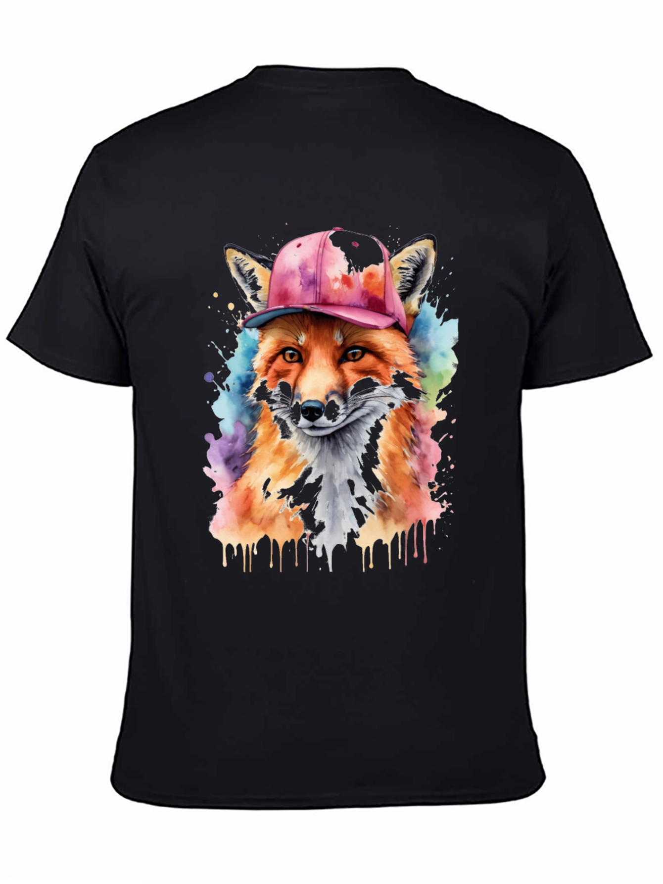 Black Cool Fox Graphic Tee - Men's Black T-Shirt view 4