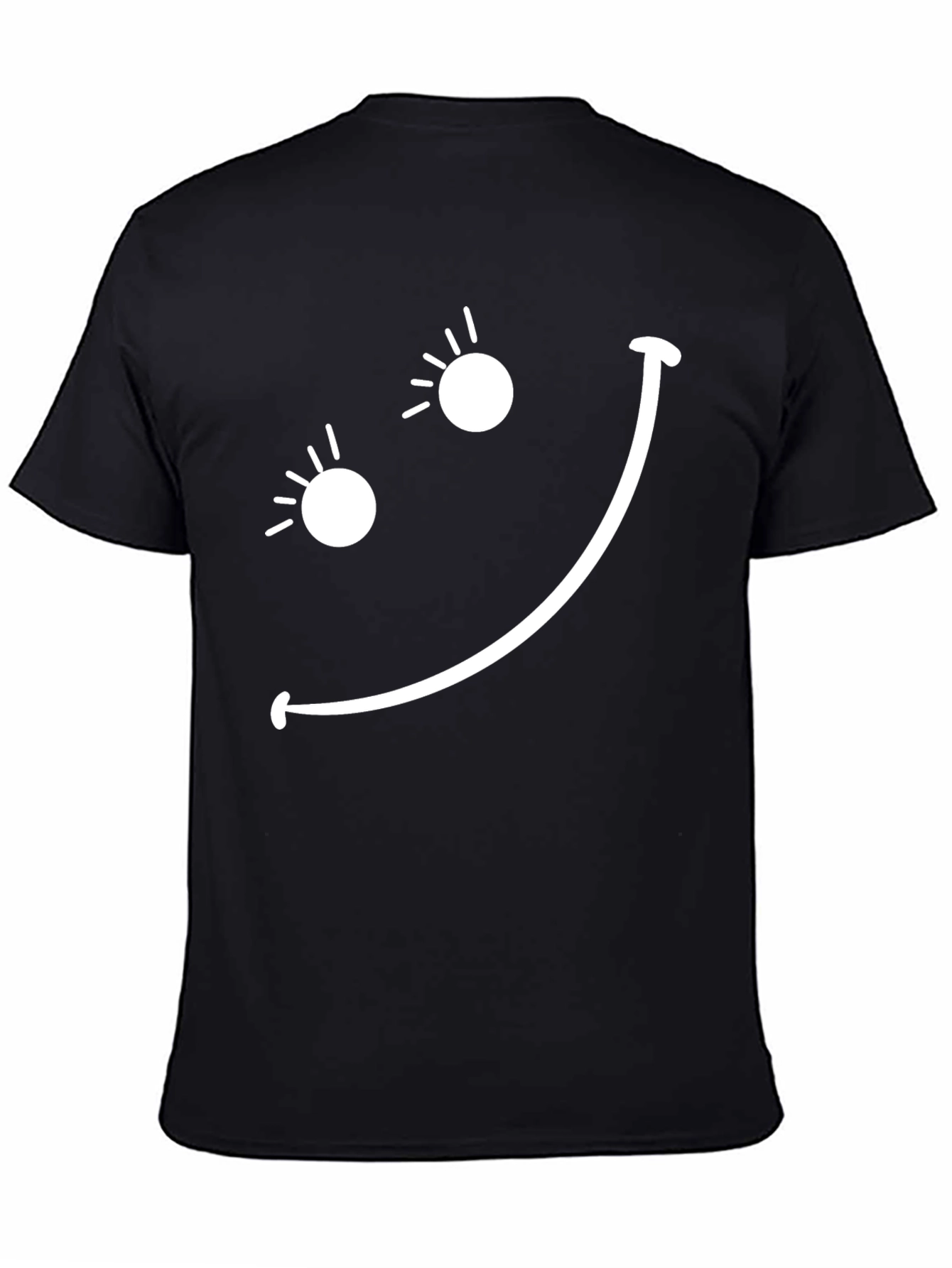 Black Smiling Face Graphic Tee - Black Cotton Blend view 4