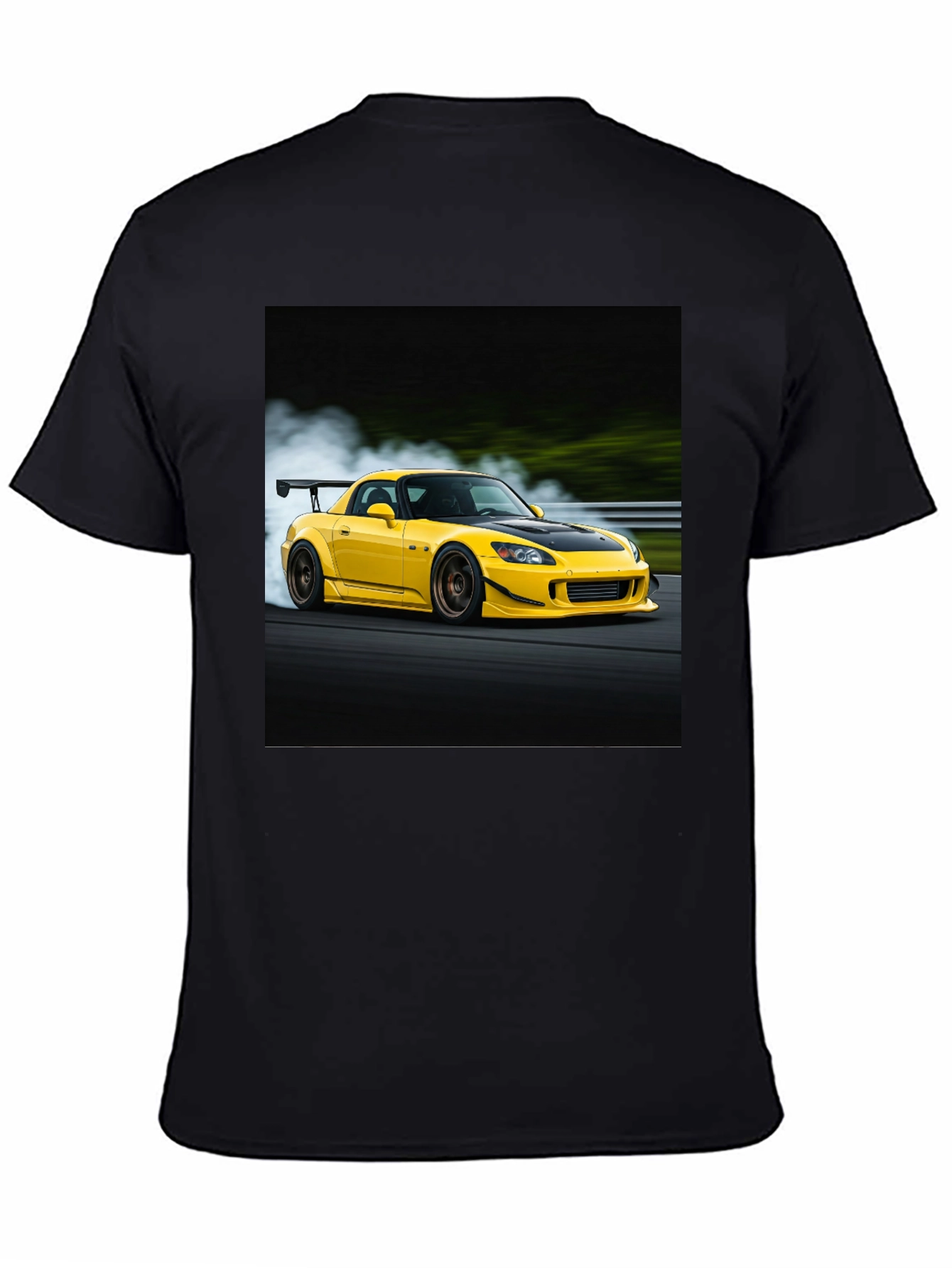 Black Yellow Car Graphic Tee - Black Cotton Blend view 4