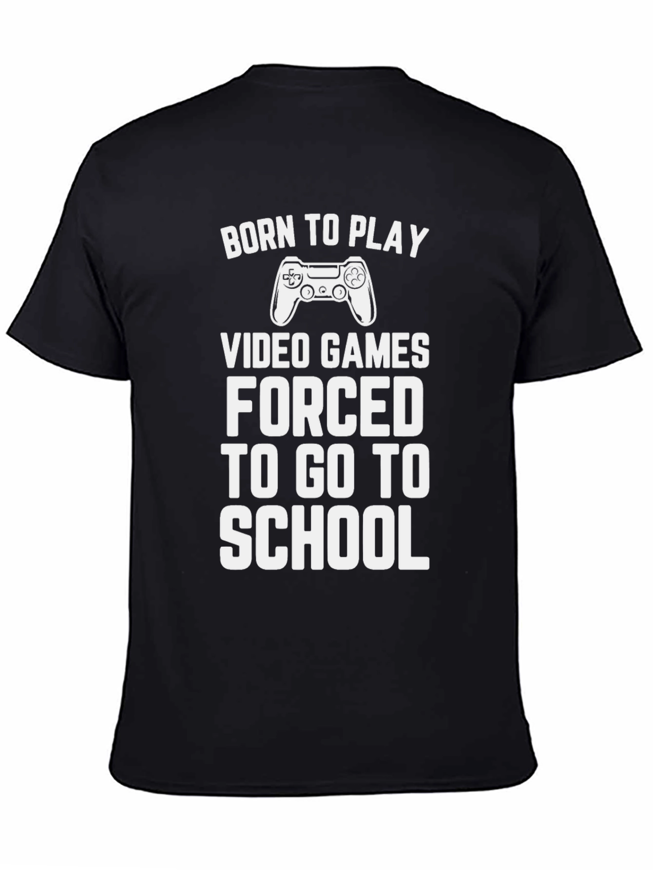 Black Born to Play Video Games Funny Black Graphic Tee view 4