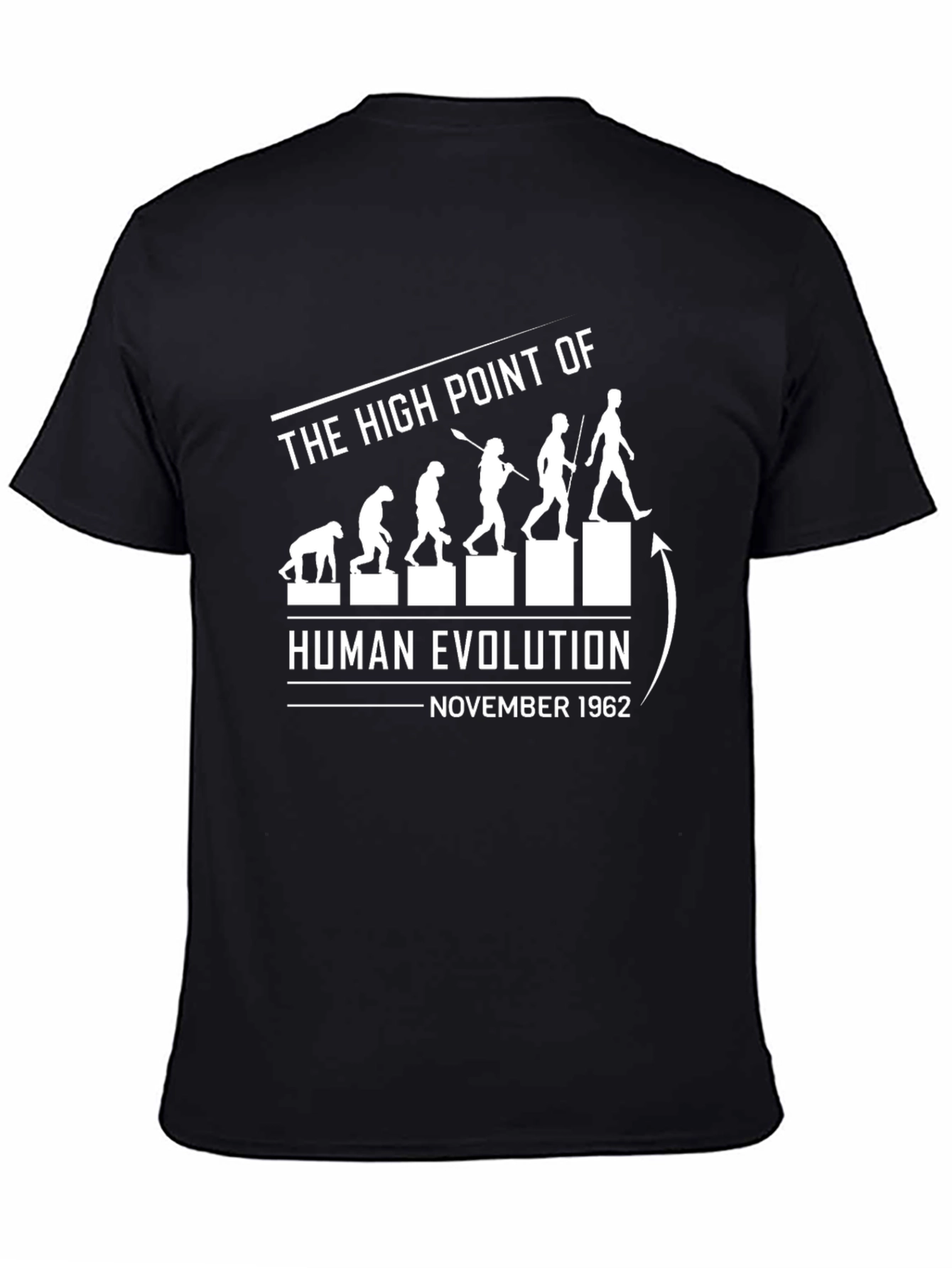 Black Evolution November 1962 Men's Black T-Shirt view 4