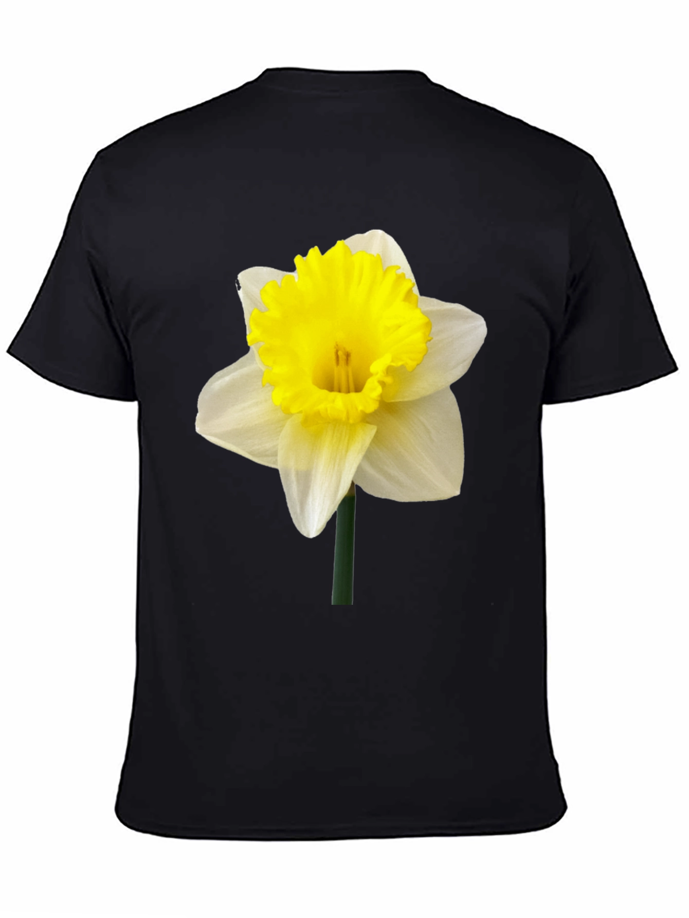 Daffodil Flower Graphic T-Shirt - Black Casual Tee - 4