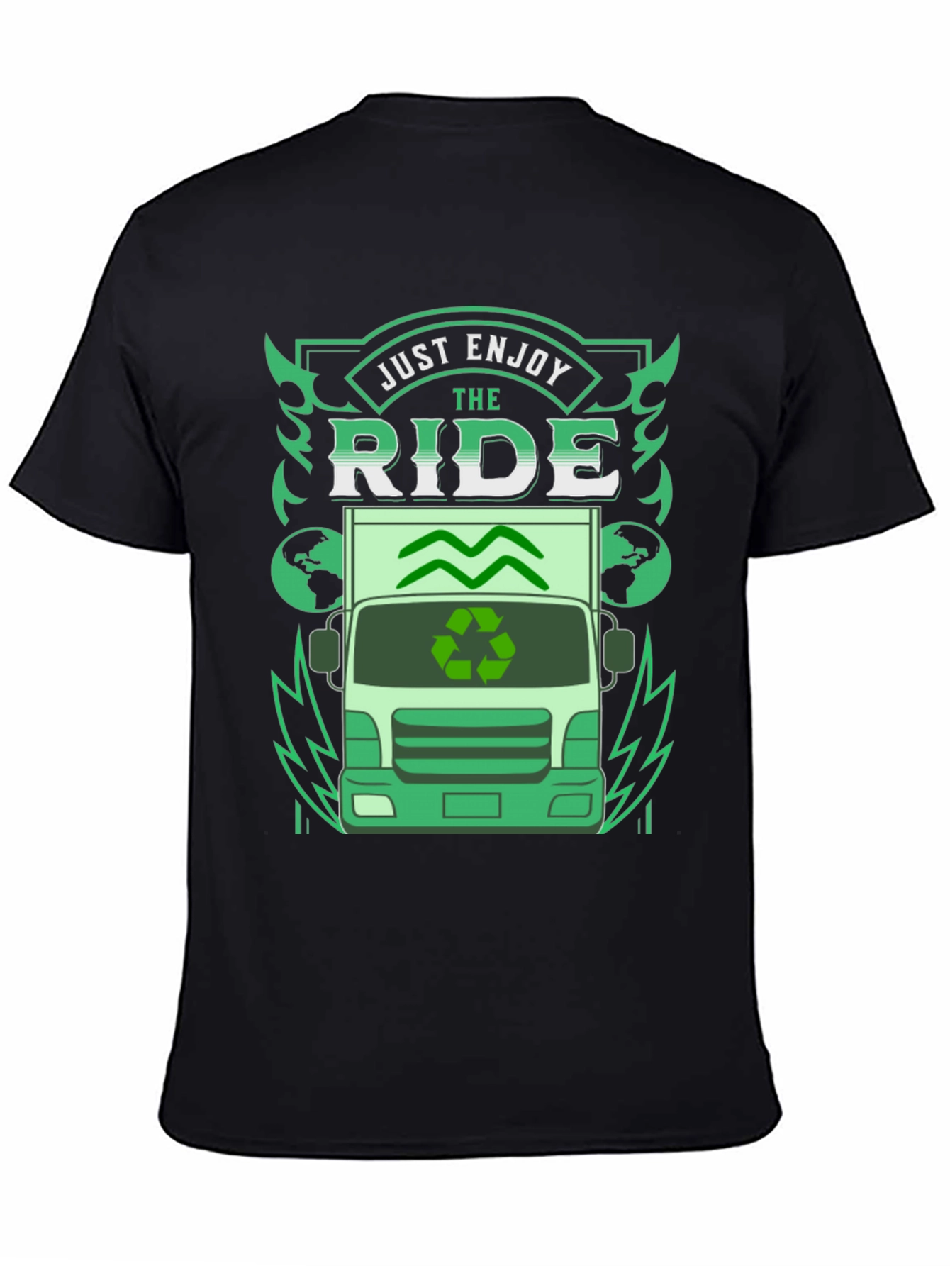 Black Eco Ride T-Shirt - Enjoy the Journey, Sustainable Style view 4