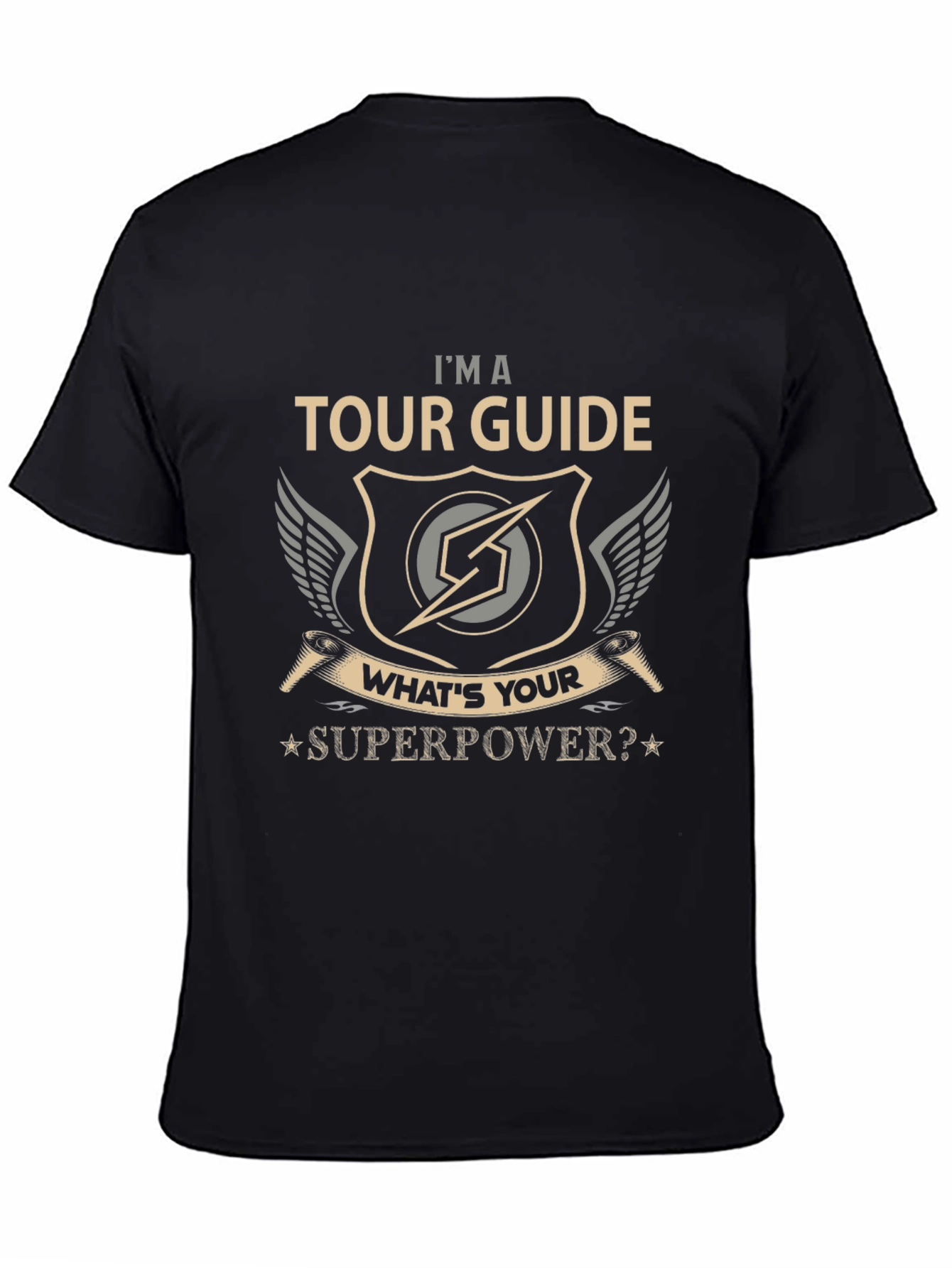 Black Tour Guide Superpower Graphic T-Shirt view 4