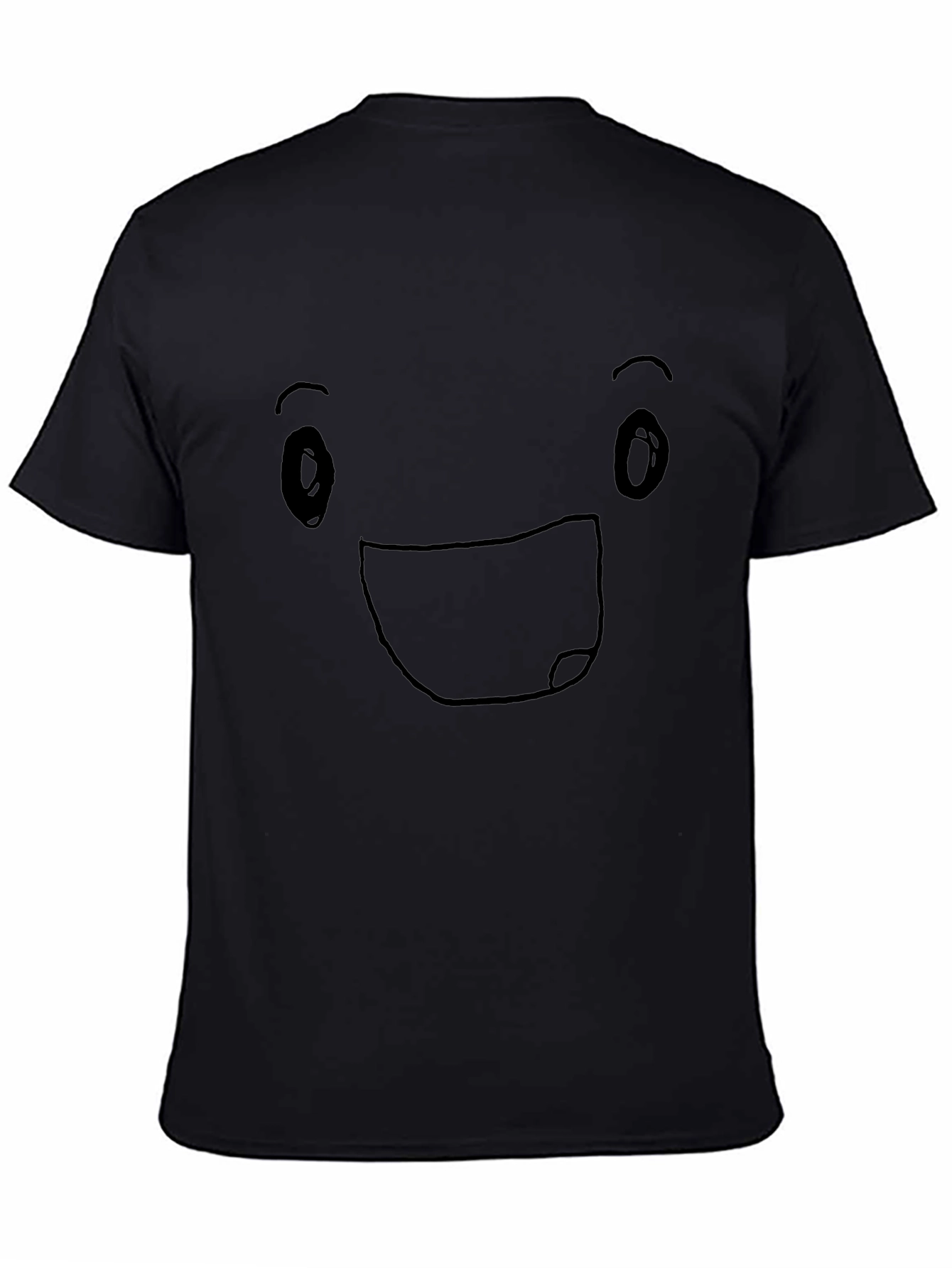 Black Happy Face Graphic Tee - Black Cotton Blend view 4