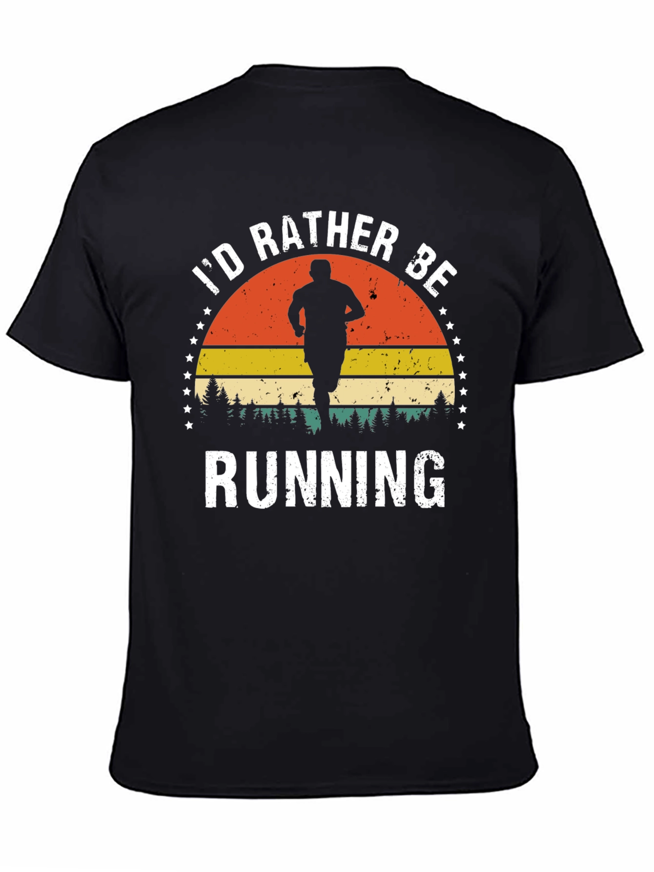 Black Retro "I'd Rather Be Running" Graphic Tee view 4