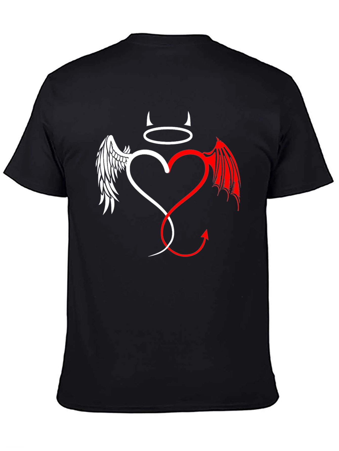 Black Angel & Devil Heart Graphic Tee - Unisex view 4