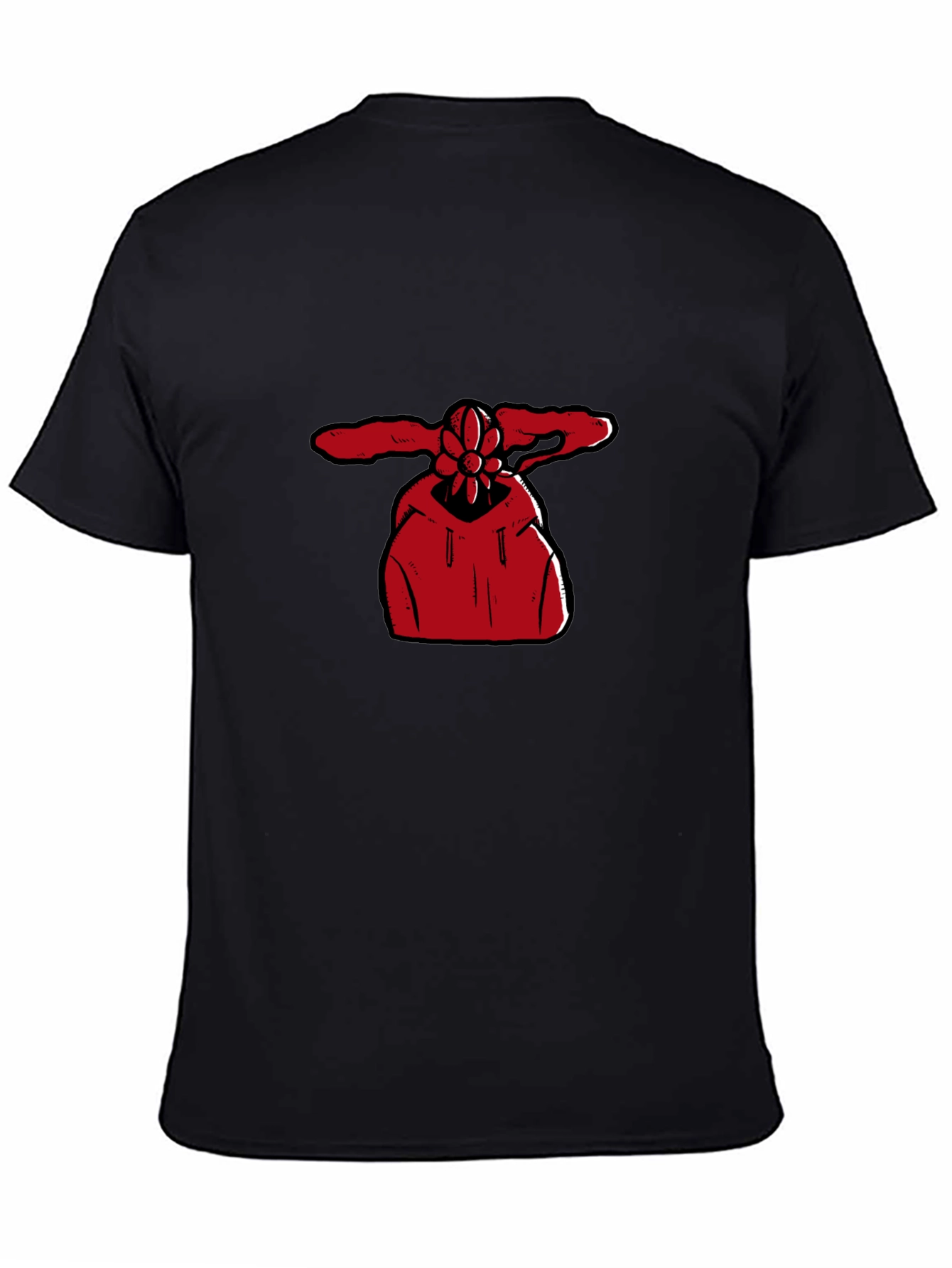 Black Red Flower Hoodie Graphic Black T-Shirt view 4