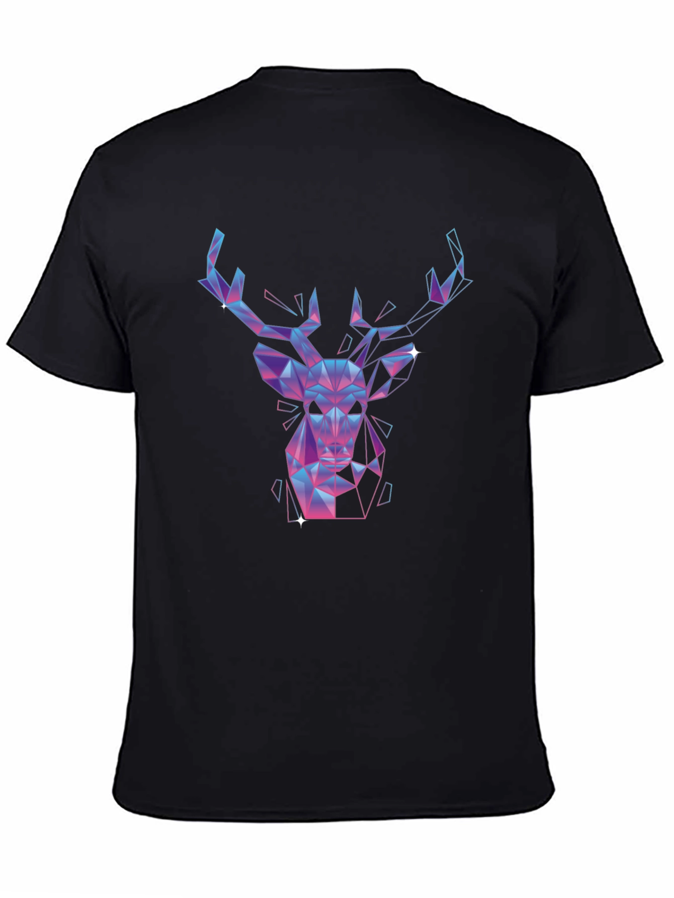 Black Geometric Deer Graphic Tee - Black view 4