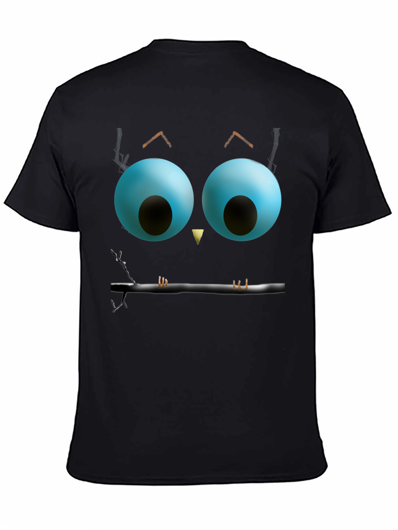 Black Whimsical Owl Face Graphic Tee - Black view 4