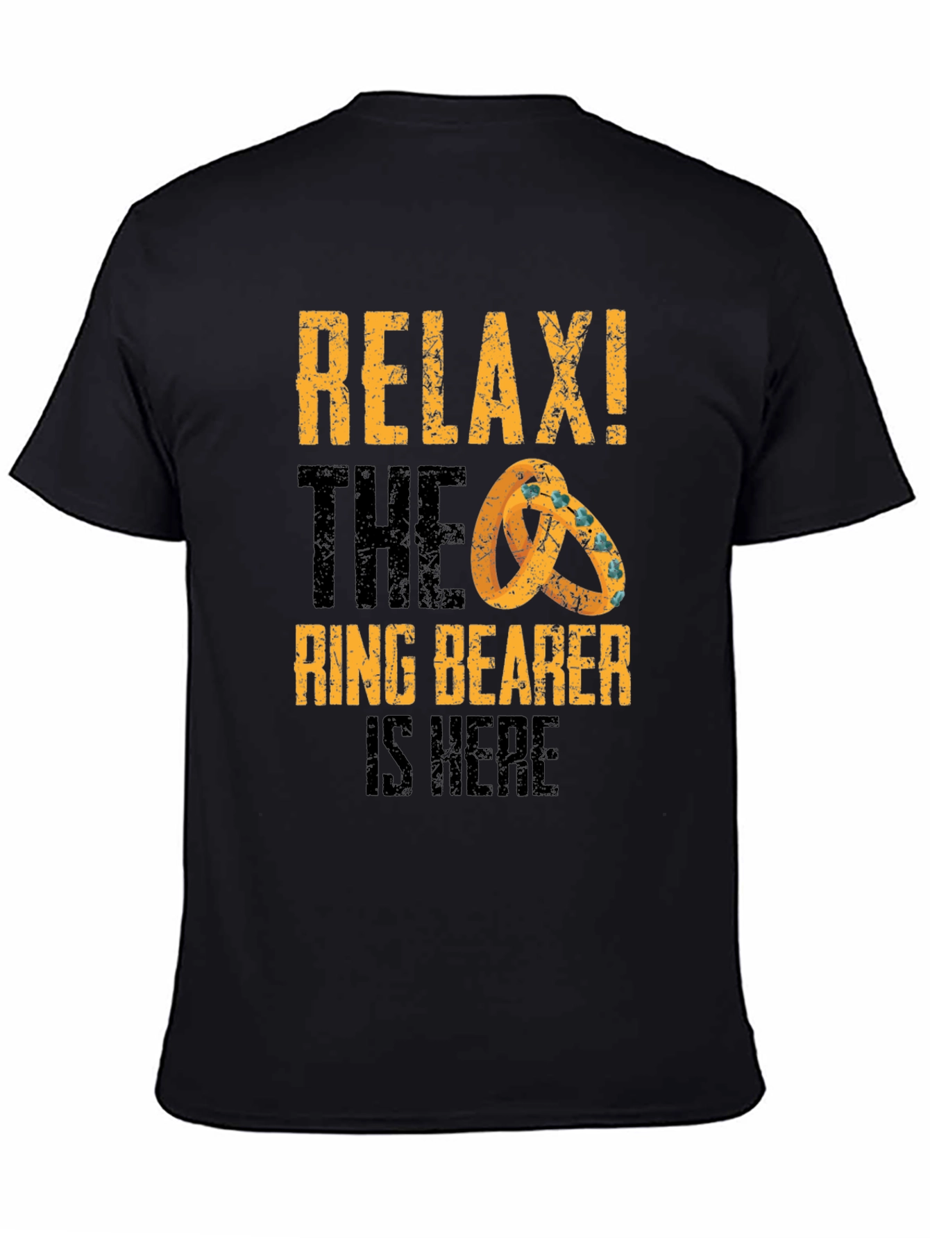 Black Relax! The Ring Bearer Is Here Graphic T-Shirt view 4