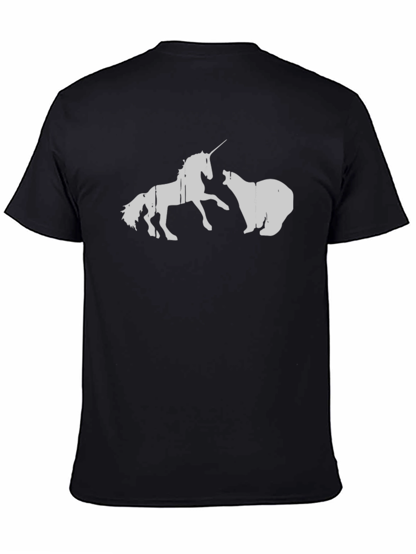 Black Unicorn vs Bear Graphic T-Shirt view 4