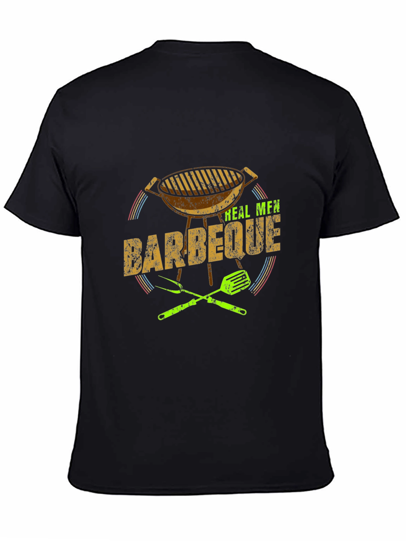 Black Real Men Barbeque T-Shirt view 4
