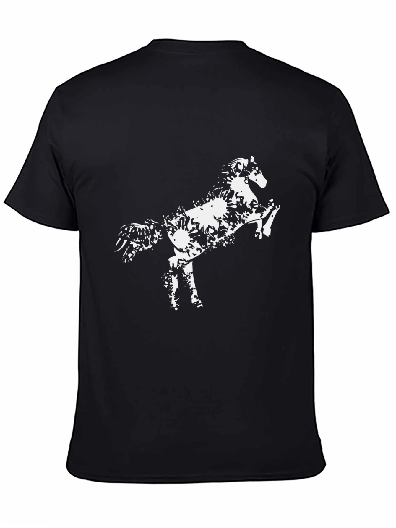 Black Stylish Black Horse Graphic Tee view 4