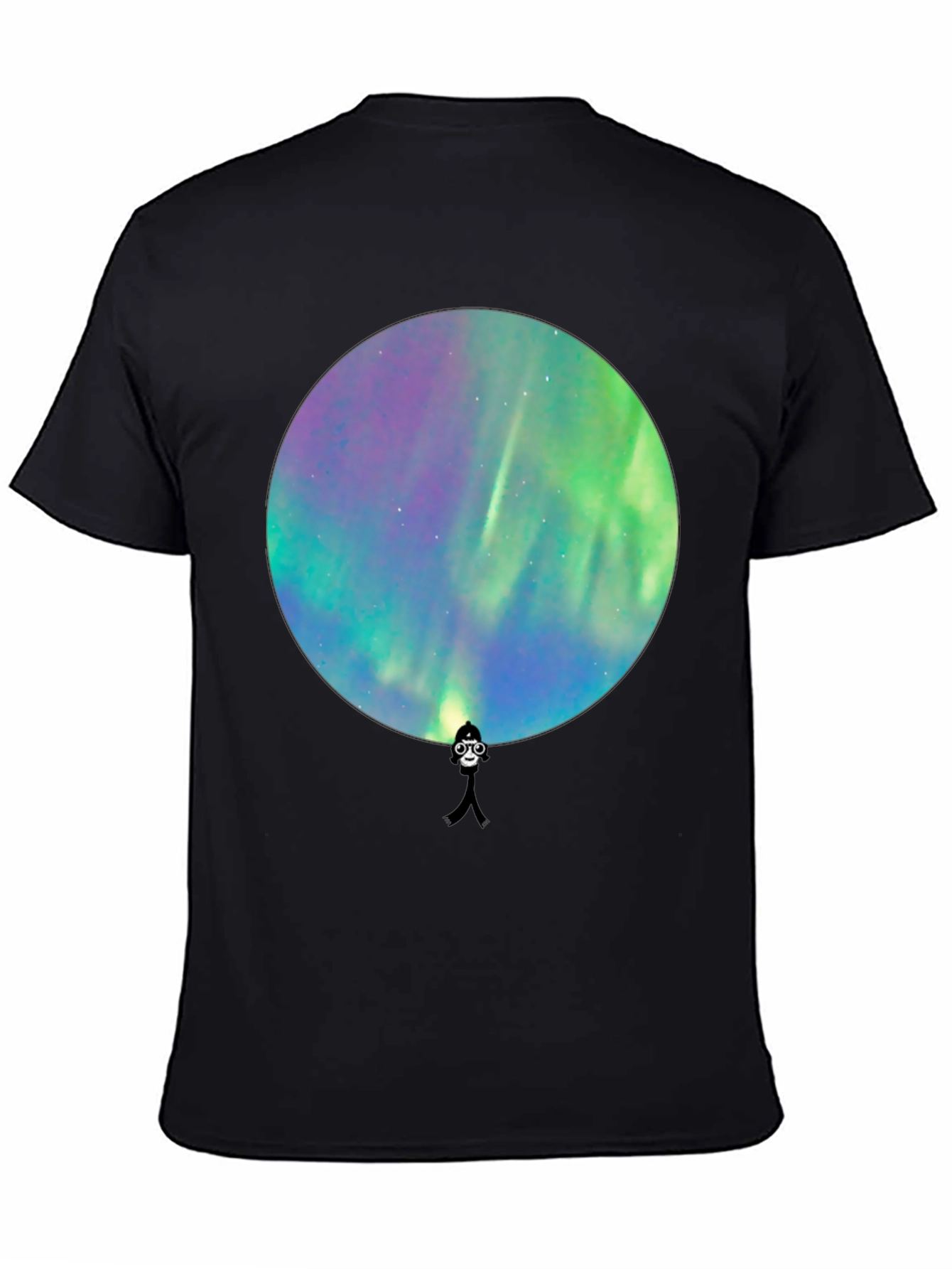 Black Aurora Borealis Silhouette Graphic T-Shirt view 4