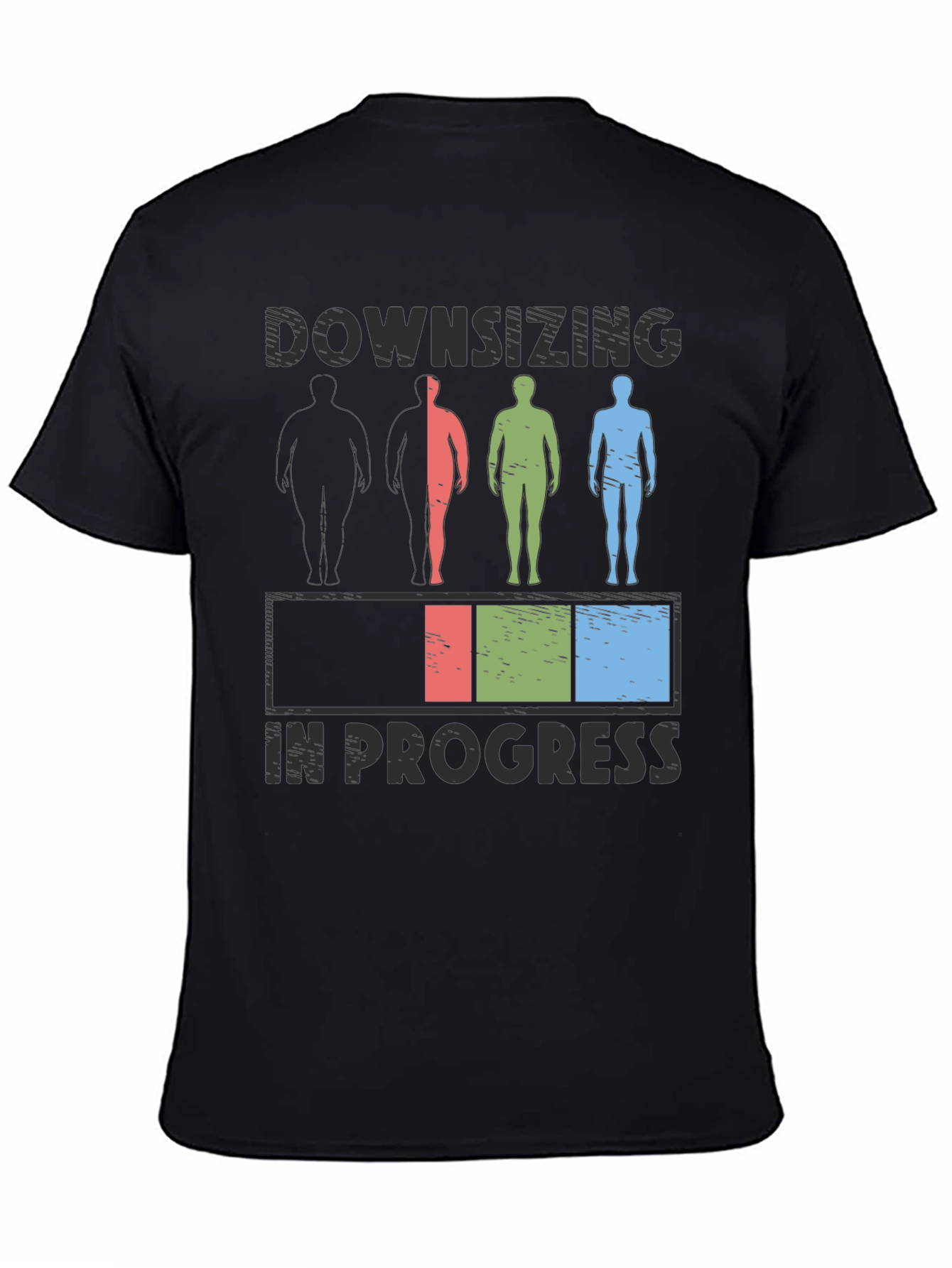 Black Downsizing In Progress T-Shirt - Weight Loss Humor view 4