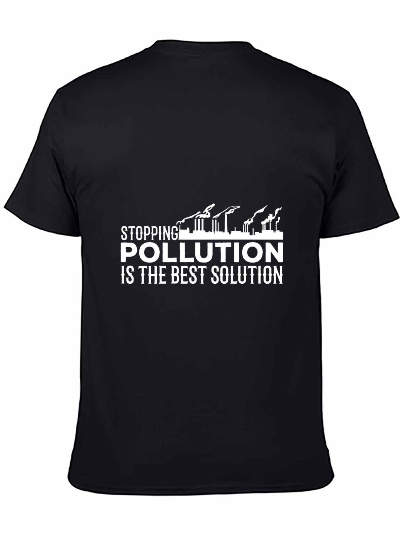 Black Eco-Friendly T-Shirt: Stop Pollution view 4