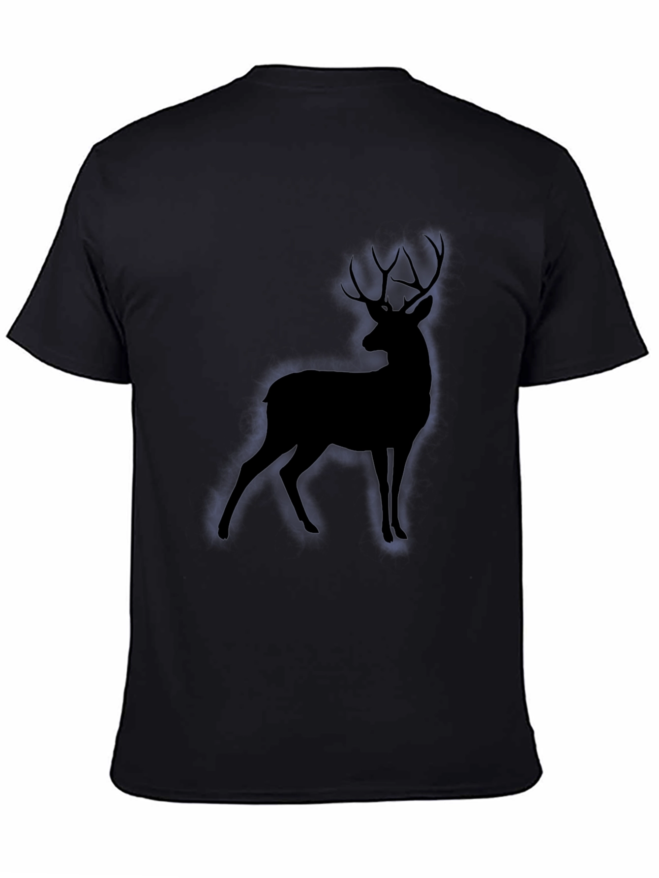 Black Men's Black T-Shirt with Deer Silhouette view 4