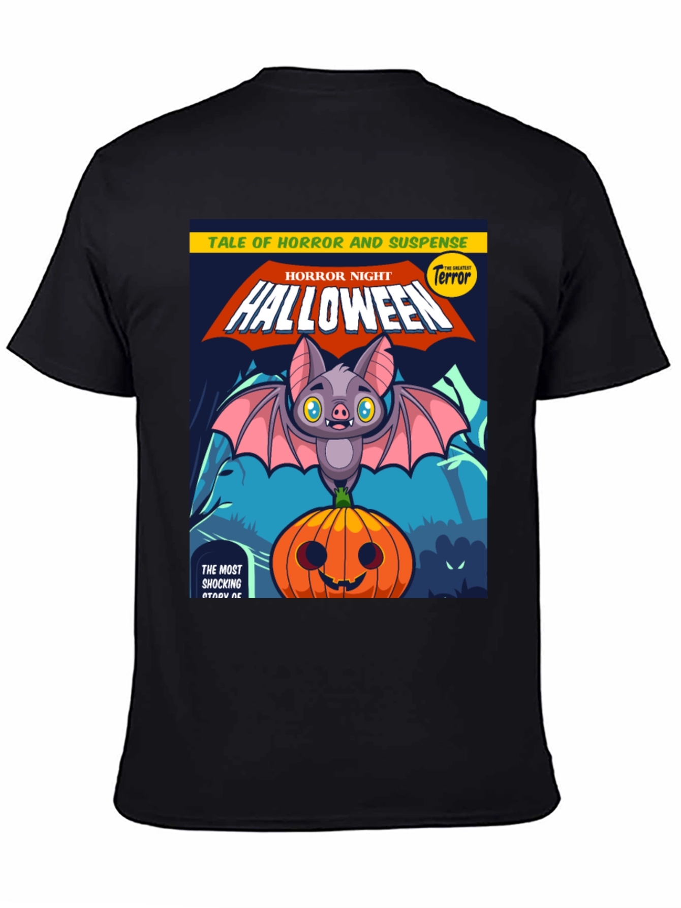 Black Halloween Horror Night T-Shirt view 4