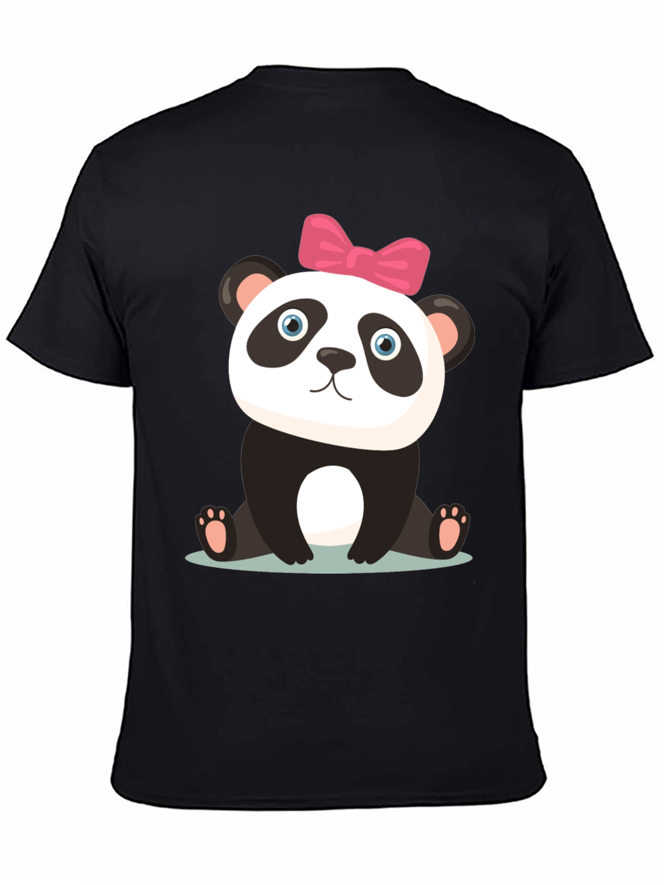 Black Cute Panda Bear Graphic Black T-Shirt view 4