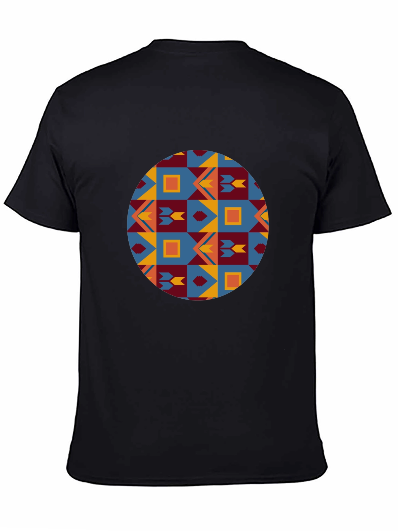 Black Geometric Circle Pattern Tee view 4