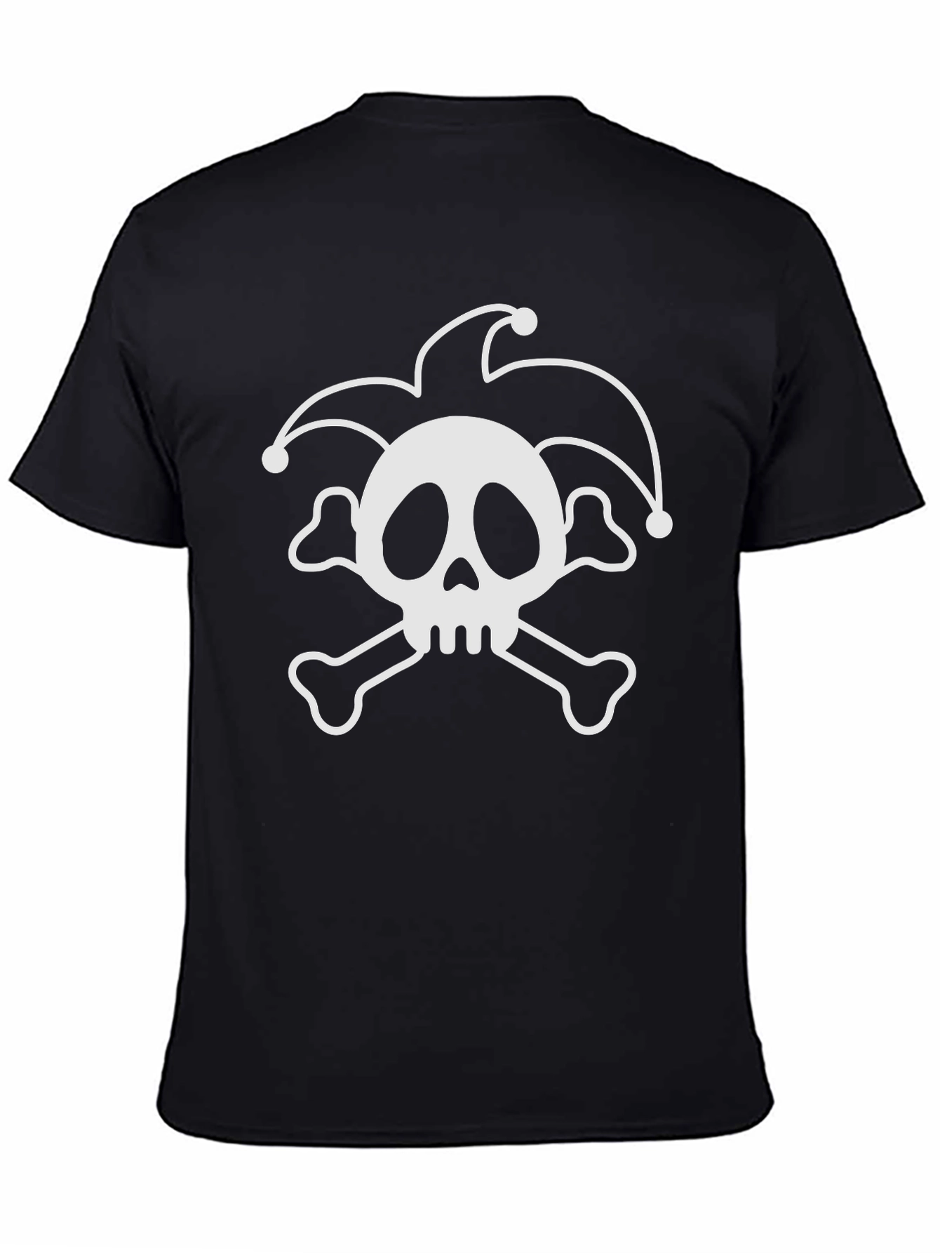 Black Jester Skull T-Shirt - Black Cotton Crew Neck view 4