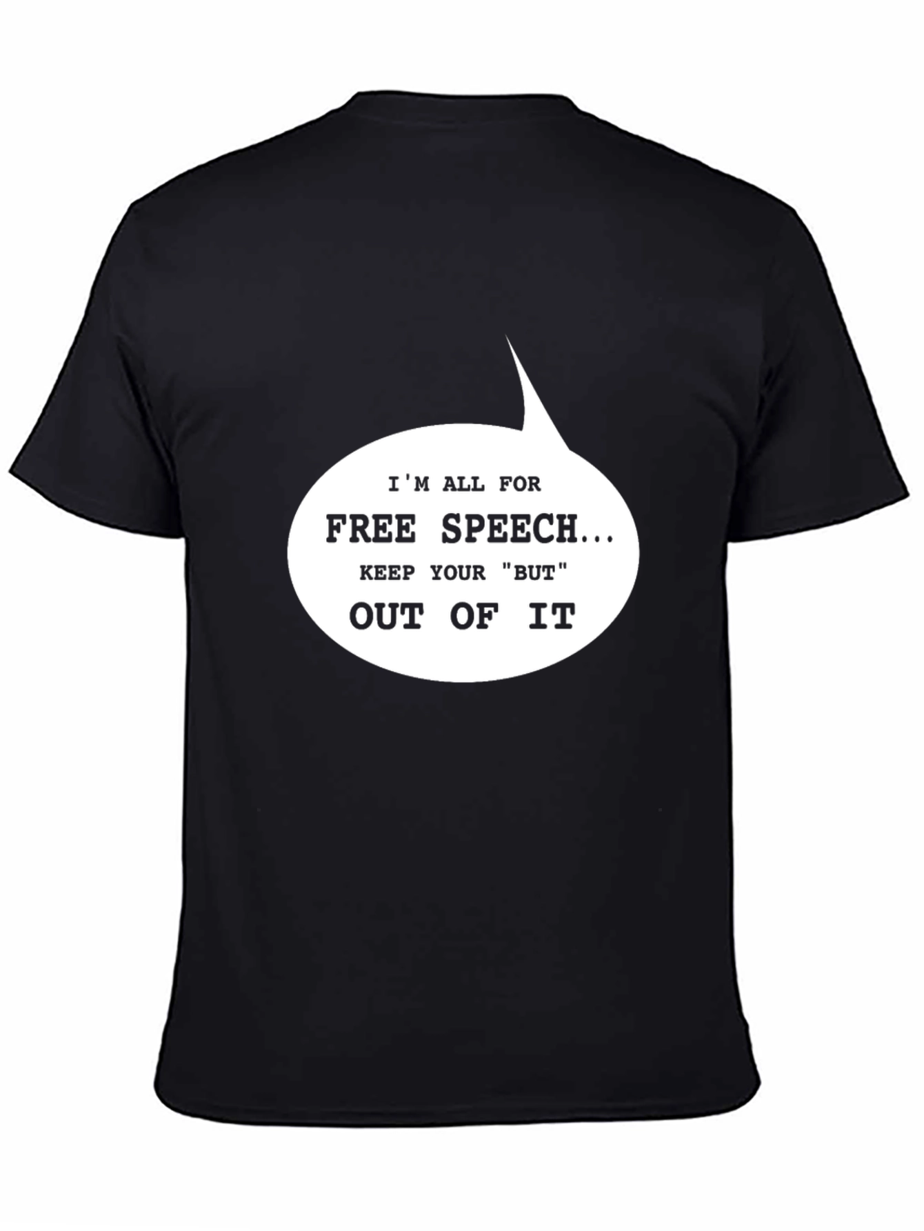 Black Free Speech Graphic T-Shirt - Black Cotton Tee view 4
