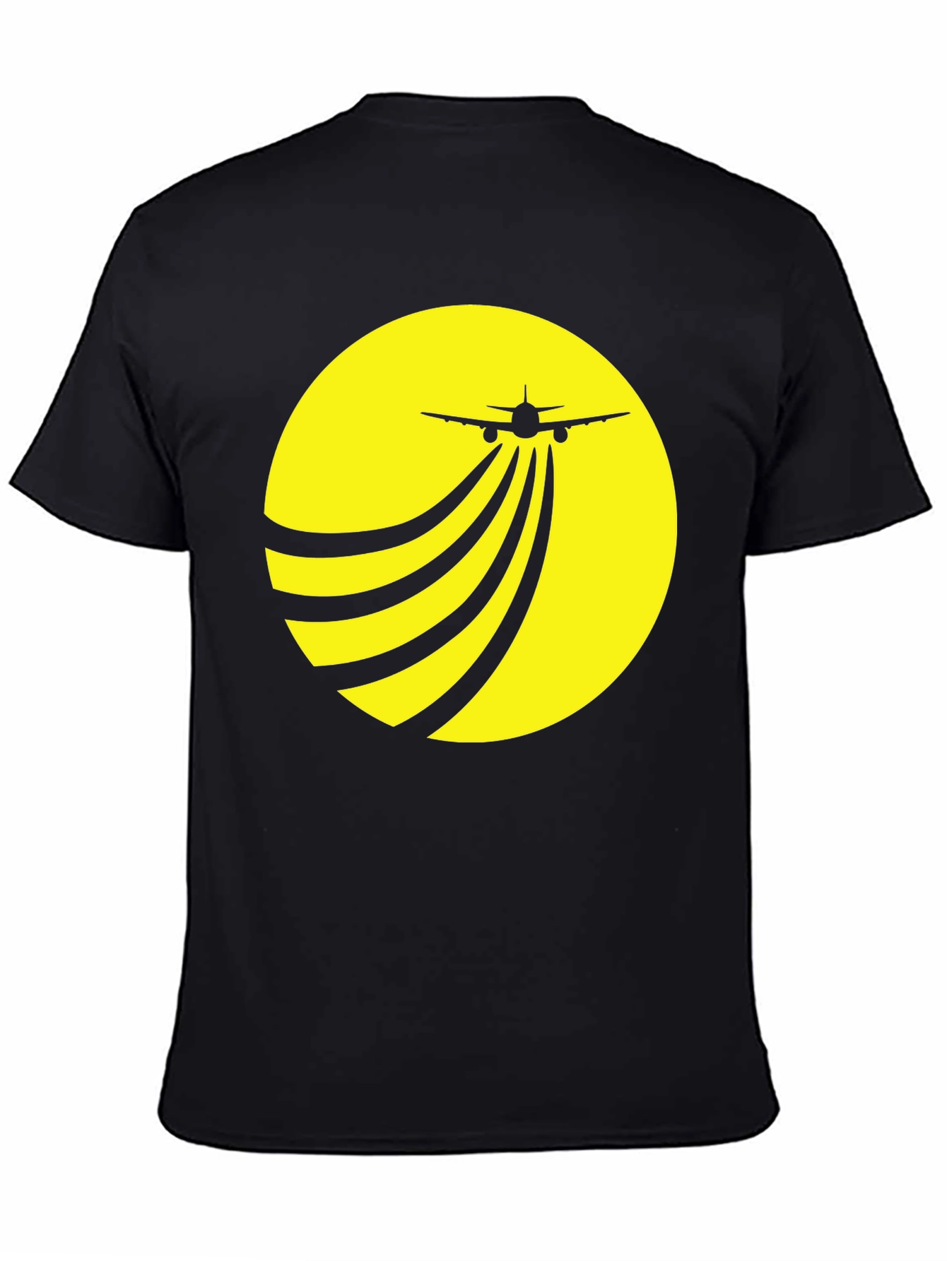 Black Airplane Takeoff Graphic Tee - Black Crew Neck view 4