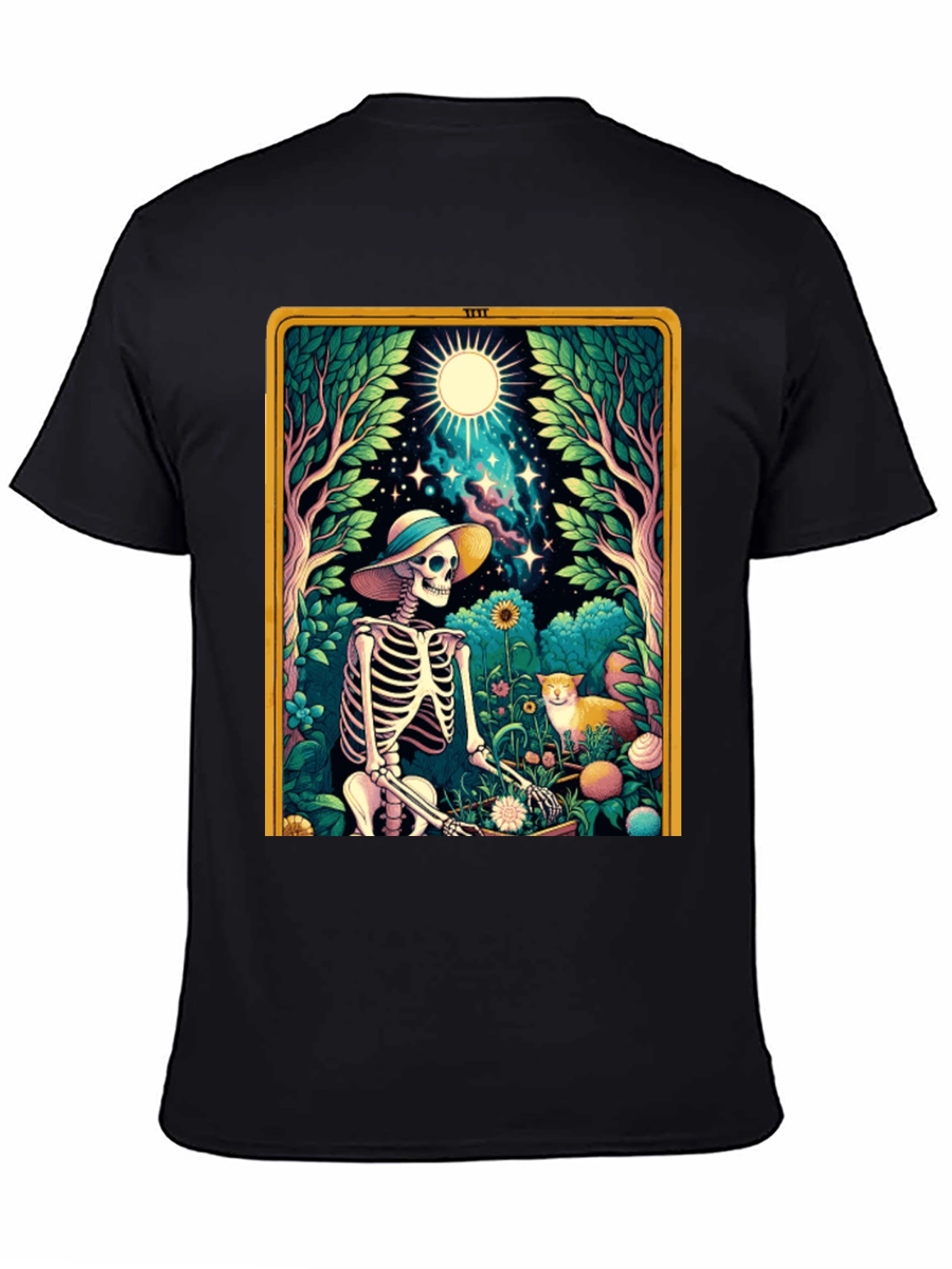 Black Skeleton Gardener Graphic Tee view 4