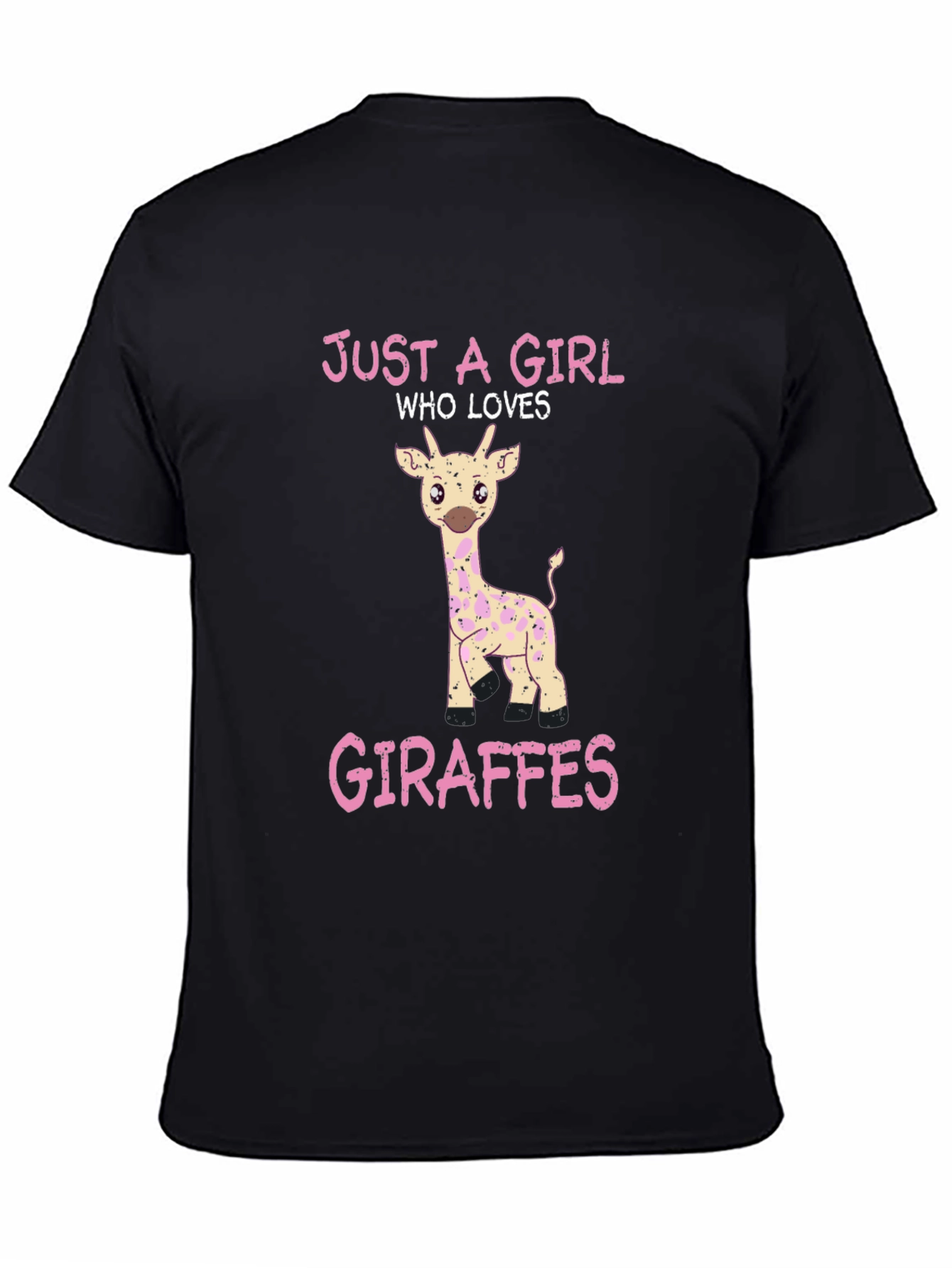 Black Just a Girl Who Loves Giraffes T-Shirt view 4