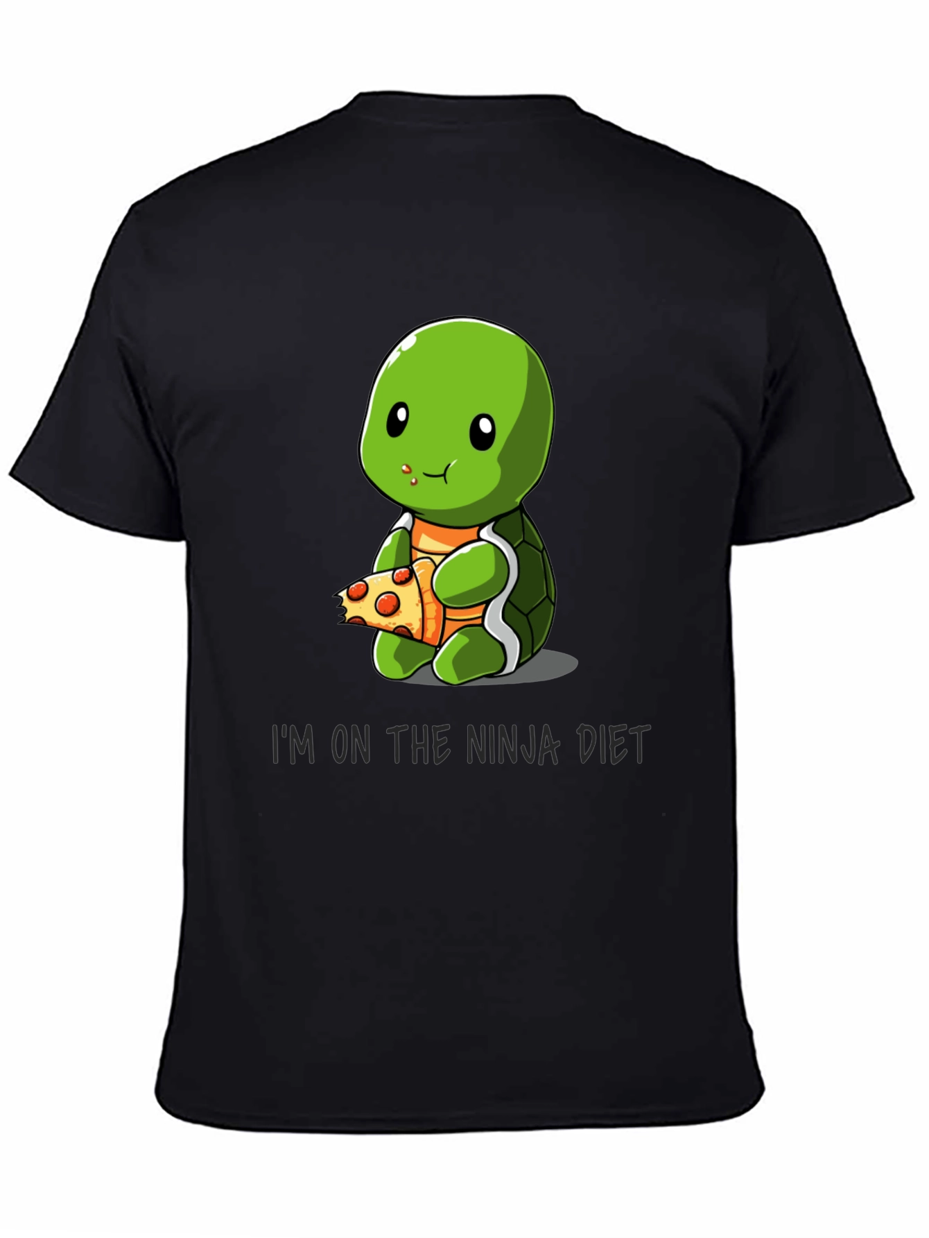 Black Ninja Turtle Diet T-Shirt Funny Pizza Lover Tee view 4