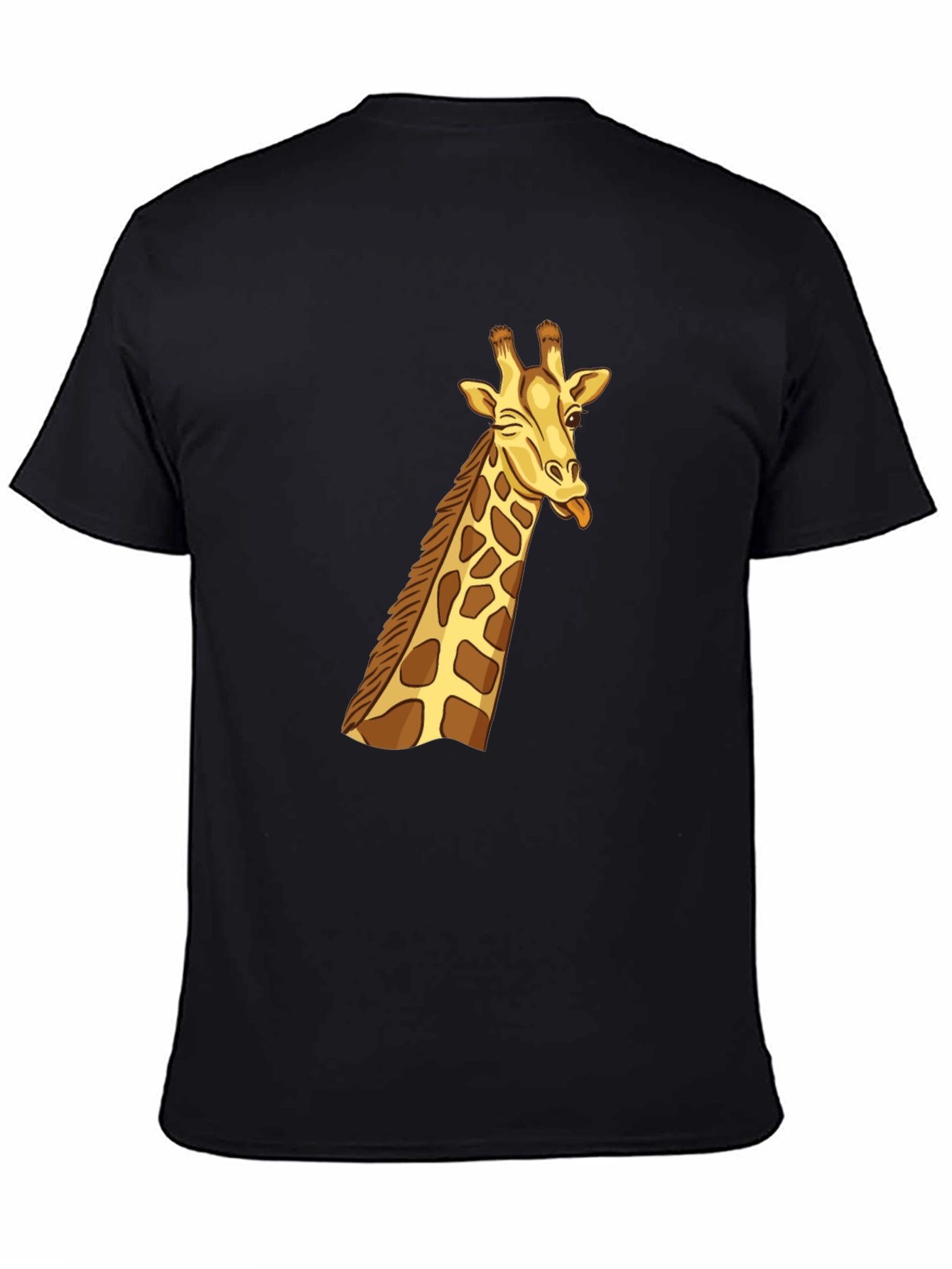 Black Black Giraffe Graphic Tee - Novelty Cartoon T-Shirt view 4