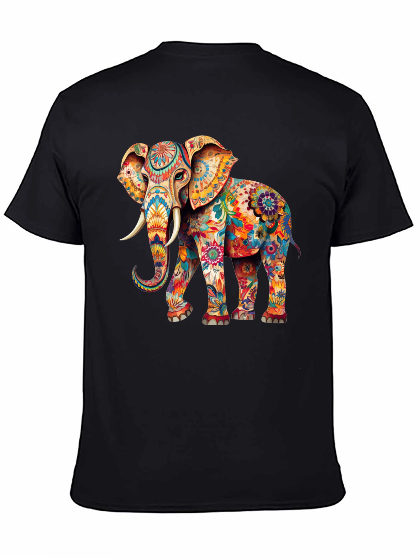 Black Floral Elephant Graphic Tee - Trendy Black T-Shirt view 4