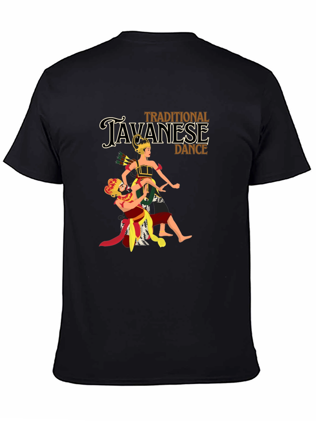 Black Javanese Dance Graphic Tee - Black Cotton Blend T-Shirt view 4