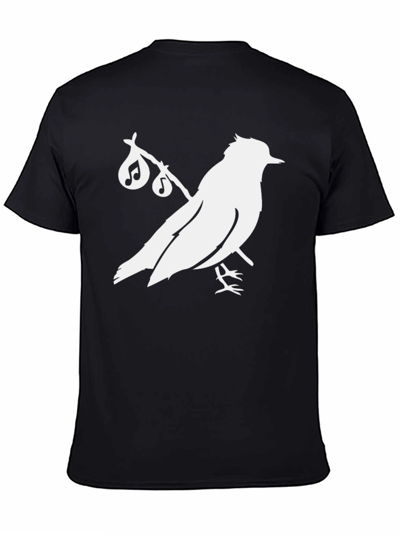 Black Black T-Shirt with Bird and Music Note Graphic view 4