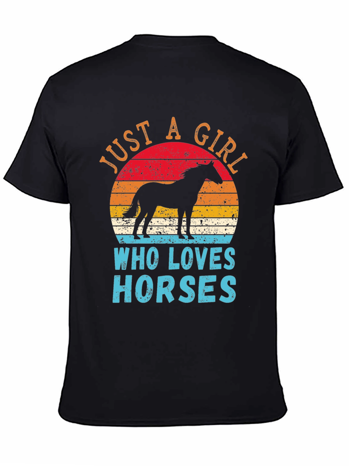 Black Just A Girl Who Loves Horses Black T-Shirt view 4