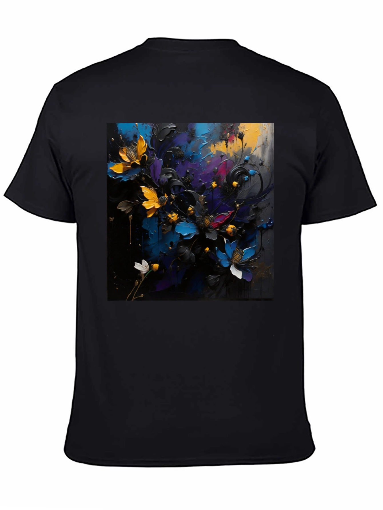 Black Floral Art T-Shirt - Bold Expression view 4