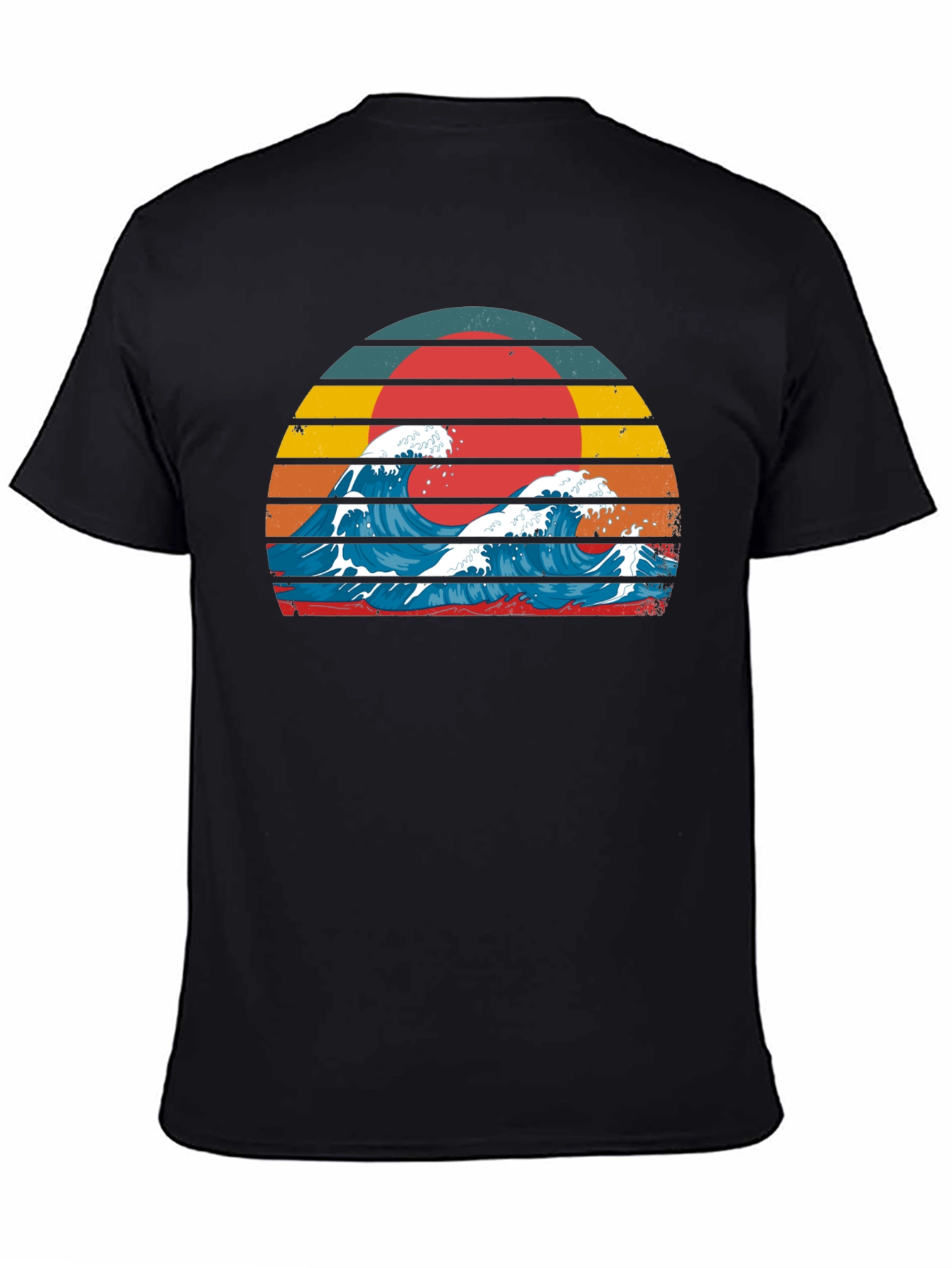 Black Retro Wave Graphic Tee - Vintage Style T-Shirt view 4