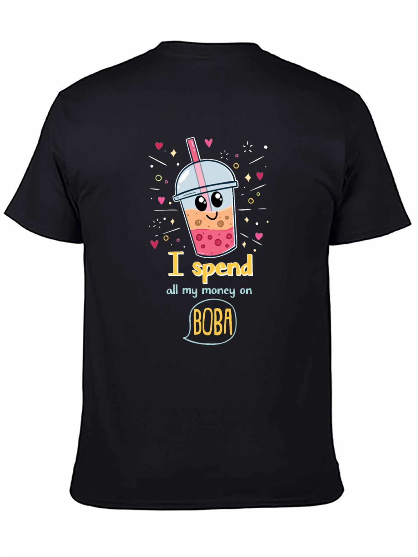 Black Boba Lover Tee: I Spend All My Money On Boba! view 4