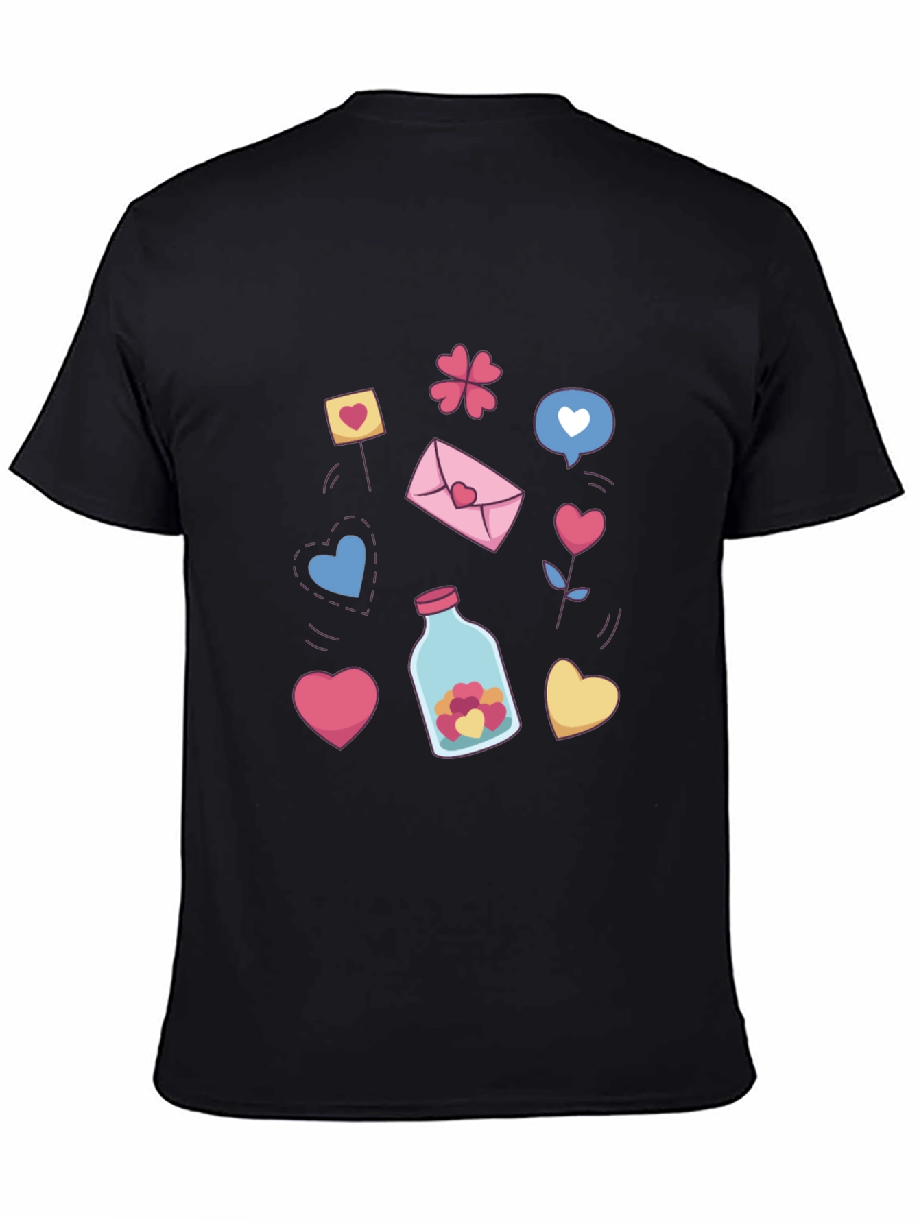 Black Heart Design Black T-Shirt view 4