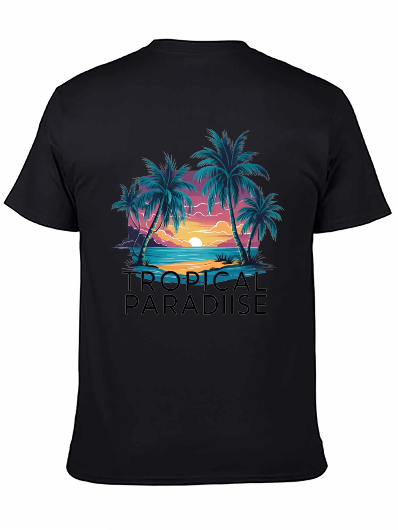 Black Tropical Paradise Graphic Tee - Island Getaway view 4