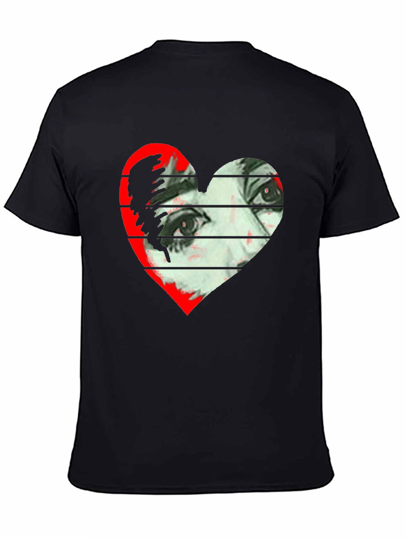 Black Heart Eyes Graphic Tee - Modern Art T-Shirt view 4