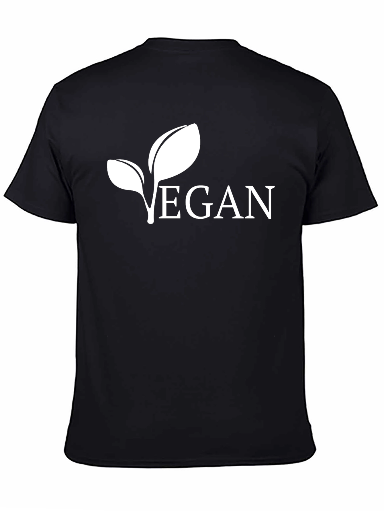 Black Vegan Leaf Graphic Tee - Black Cotton view 4