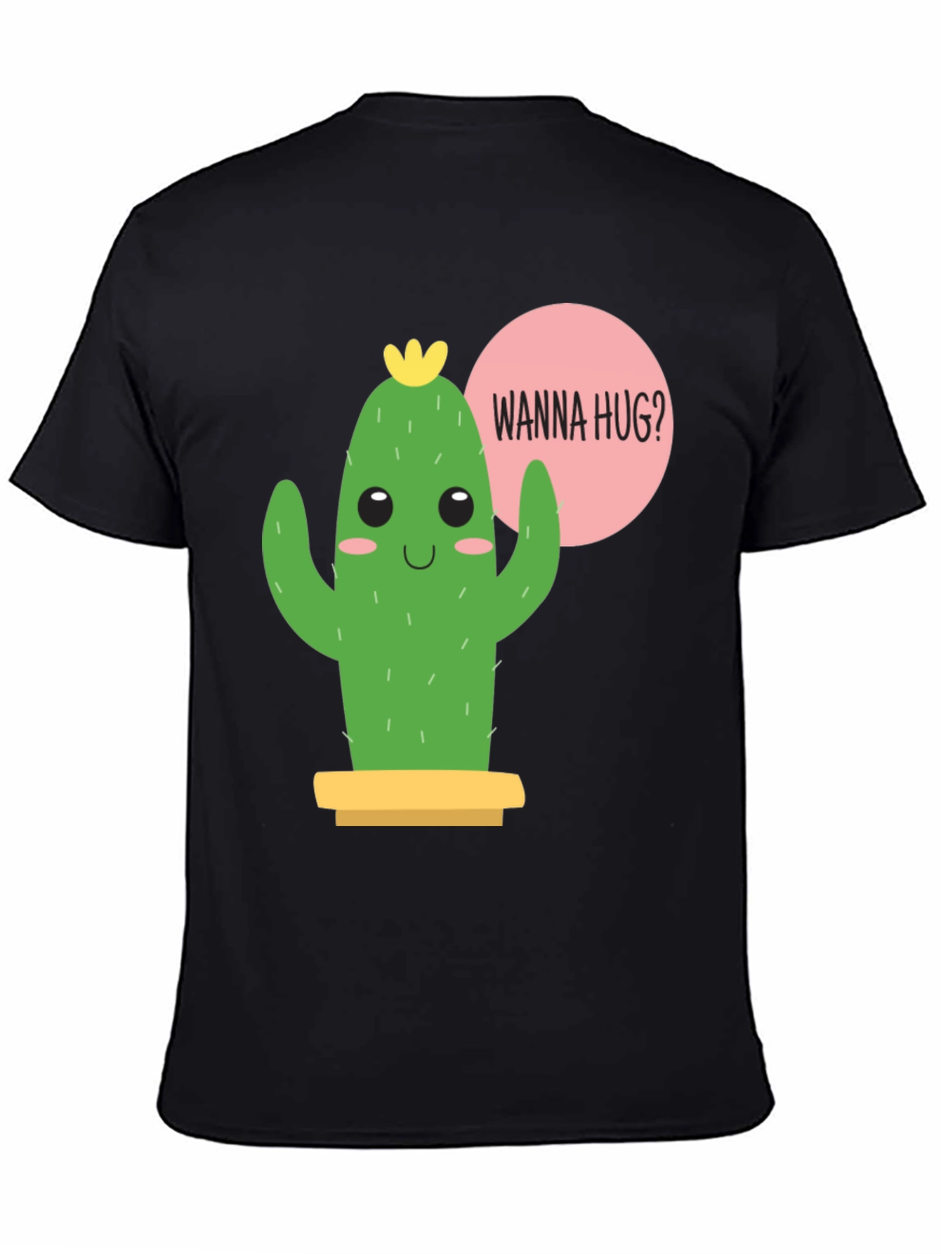 Black Cute Cactus Graphic Tee - Wanna Hug? view 4