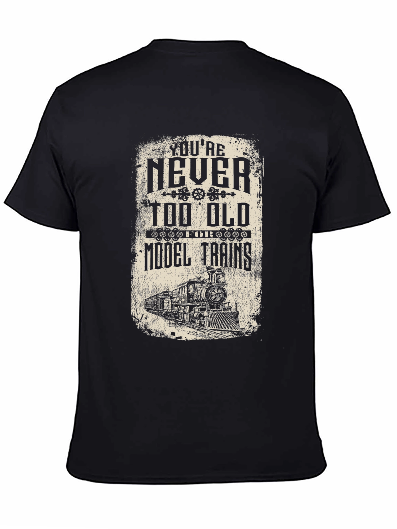 Black Model Train Enthusiast Black T-Shirt view 4