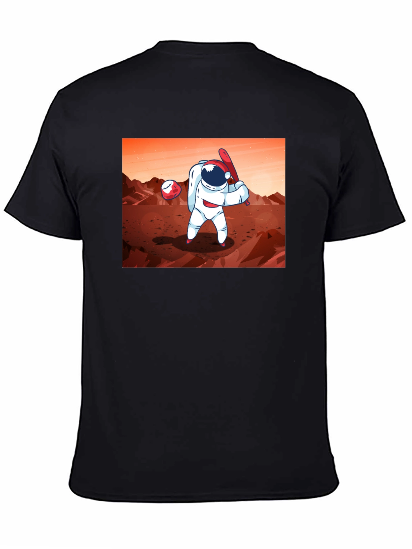 Black Astronaut Baseball on Mars Graphic T-Shirt view 4