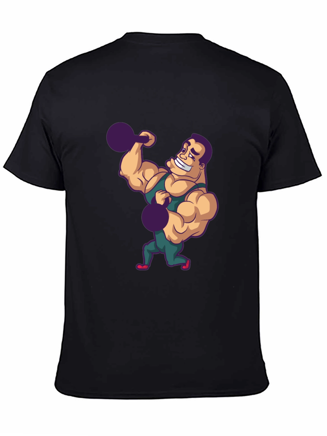 Black Funny Bodybuilder Graphic Tee - Black Cotton T-Shirt view 4