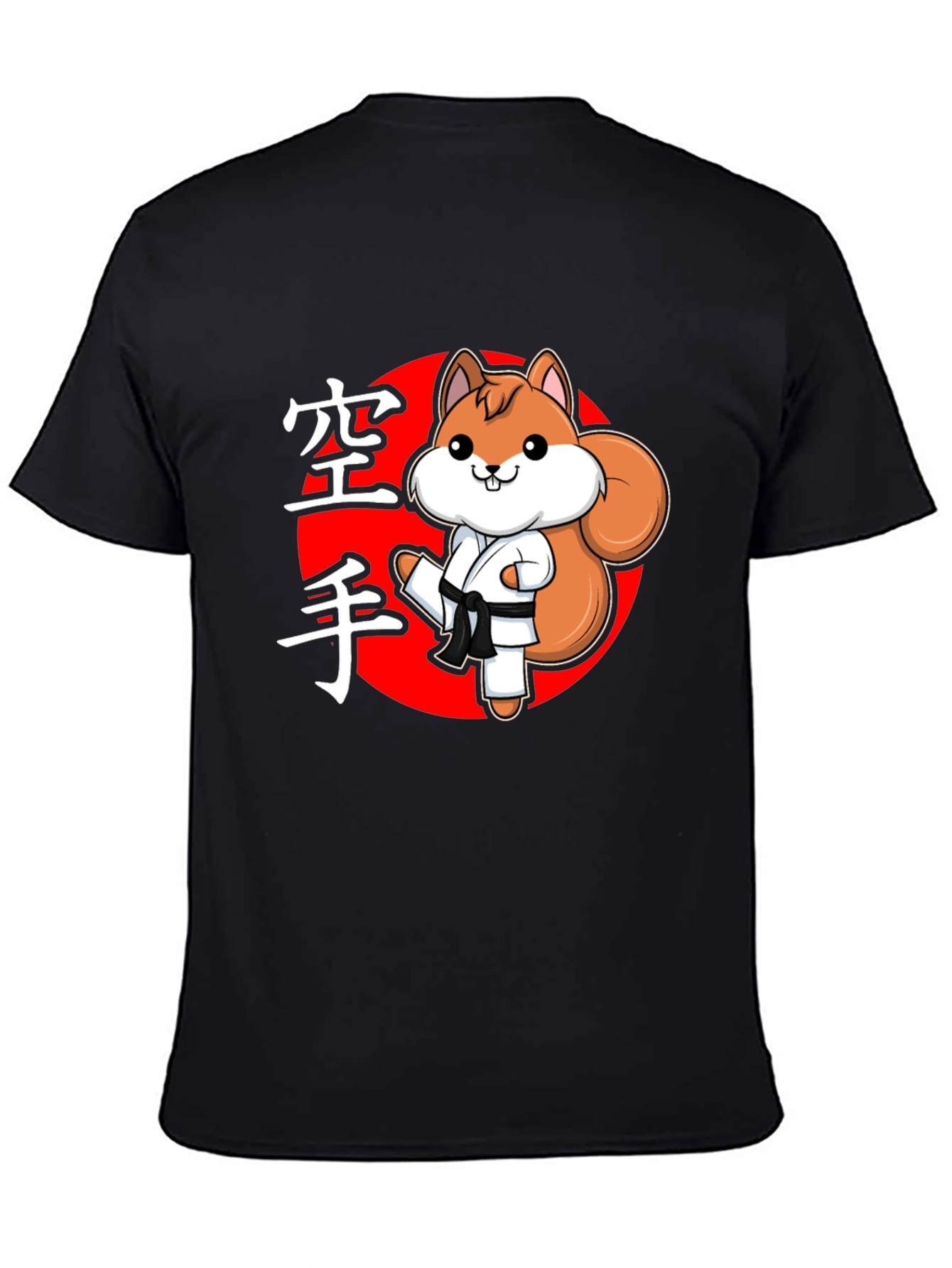 Black Karate Squirrel Black T-Shirt view 4