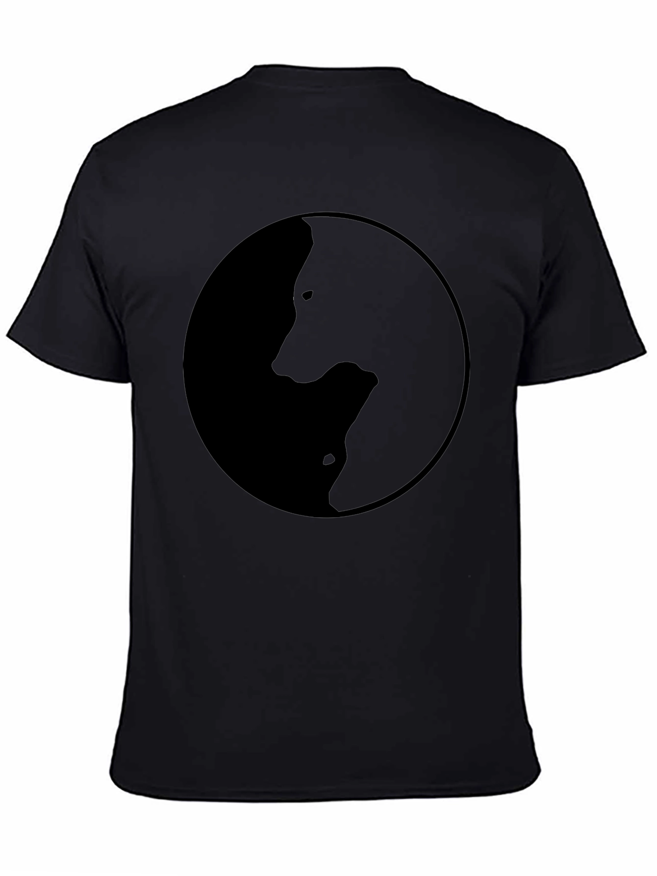 Black Yin Yang Wolves Graphic Tee - Black Crew Neck T-Shirt view 4