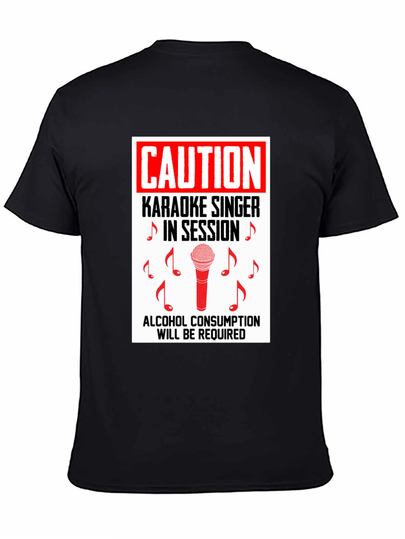 Black Karaoke Singer Caution T-Shirt view 4
